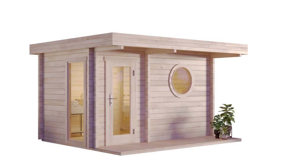 FinnTherm Saunahaus Feldkirch-70, BxTxH: 421 x 344 x 244 cm, 70 mm, in Naturbelassen