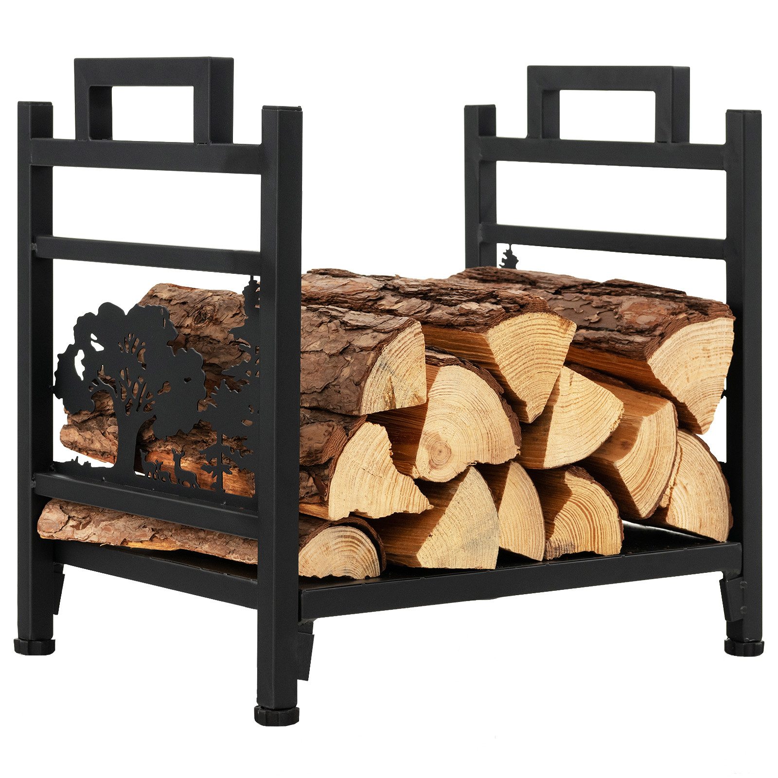 COSTWAY Kaminholzregal, BxTxH:33x45x44 cm, Mit U-Form, 4 verstellbaren Füßen & Tragegriffen