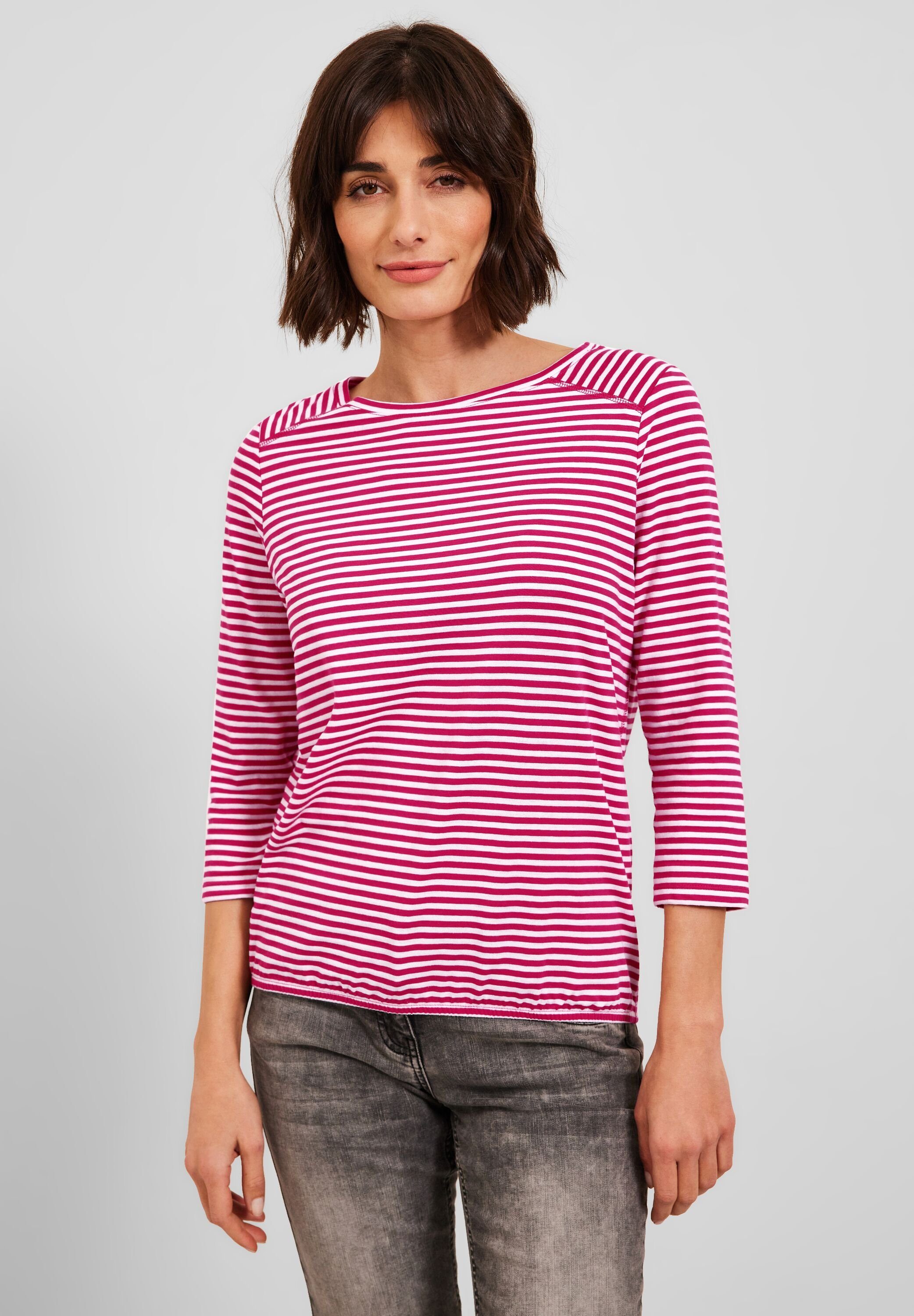 3/4-Arm-Shirt radiant pink U-Boot-Ausschnitt Cecil mit