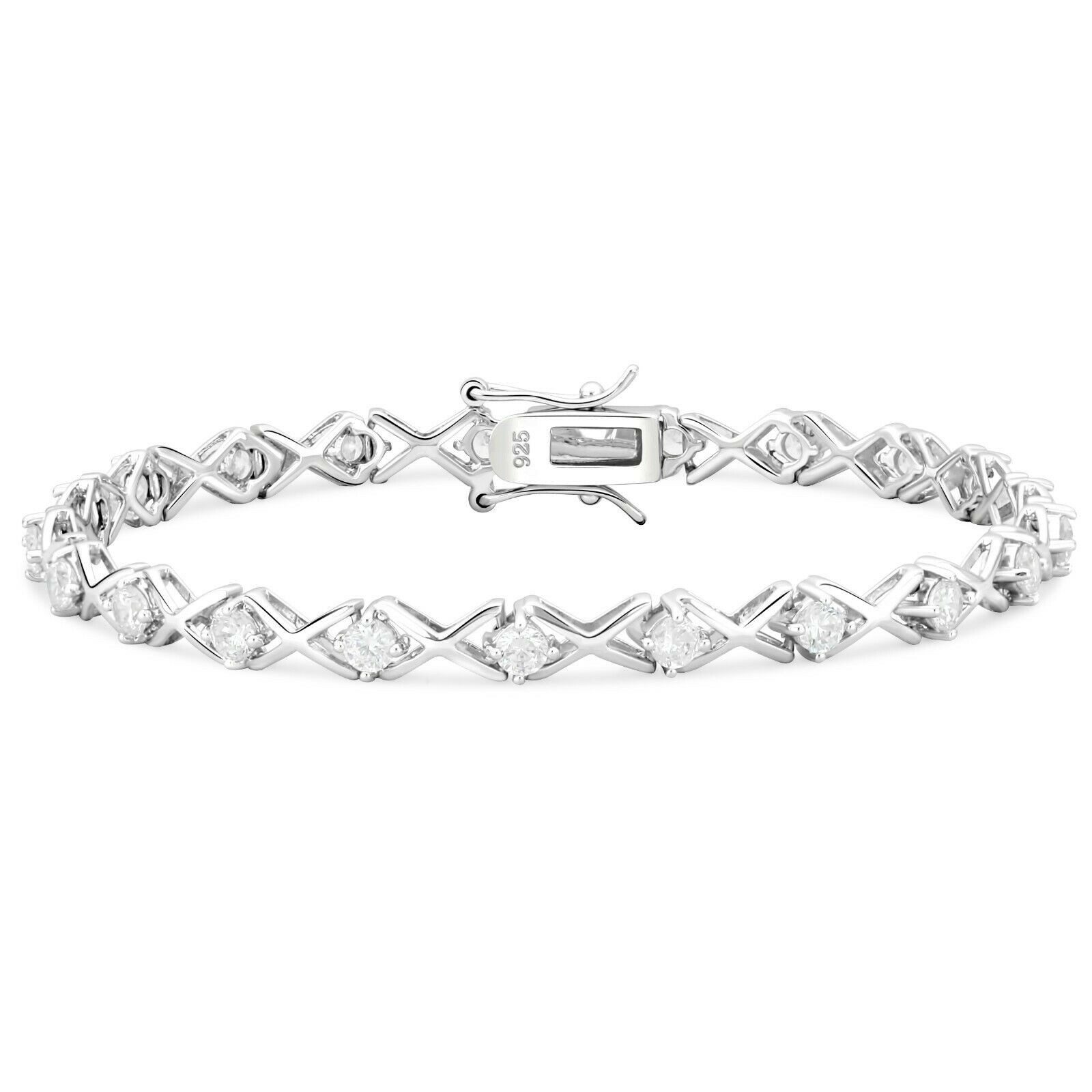 Tony Fein Tennisarmband Tennisarmband Flechtmuster 925er Silber Zirkonia Rhodiniert