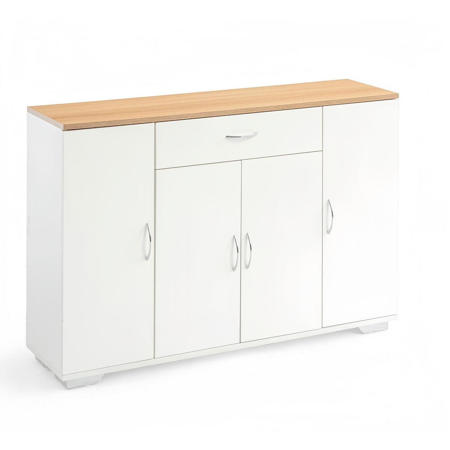 LuxusKollektion Sideboard Sideboard Natur Weiß 110x30x70 cm Schublade verstellbare Regale