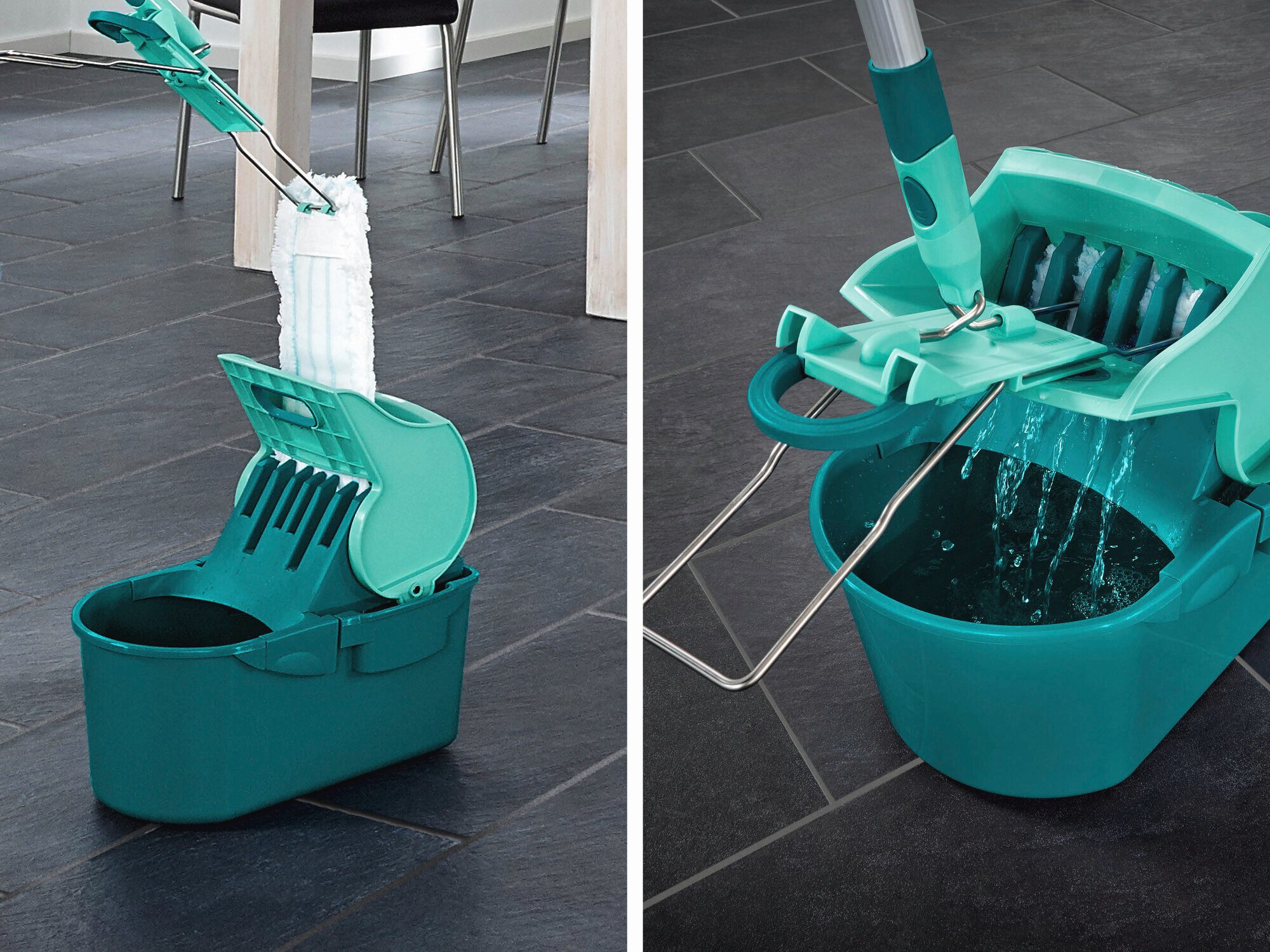 Leifheit Bodenwischer-Set Wischtuchpresse Profi Compact, (1-St), Auspressen per Hebelwirkung, 8l Fassungsvermögen, platzsparend