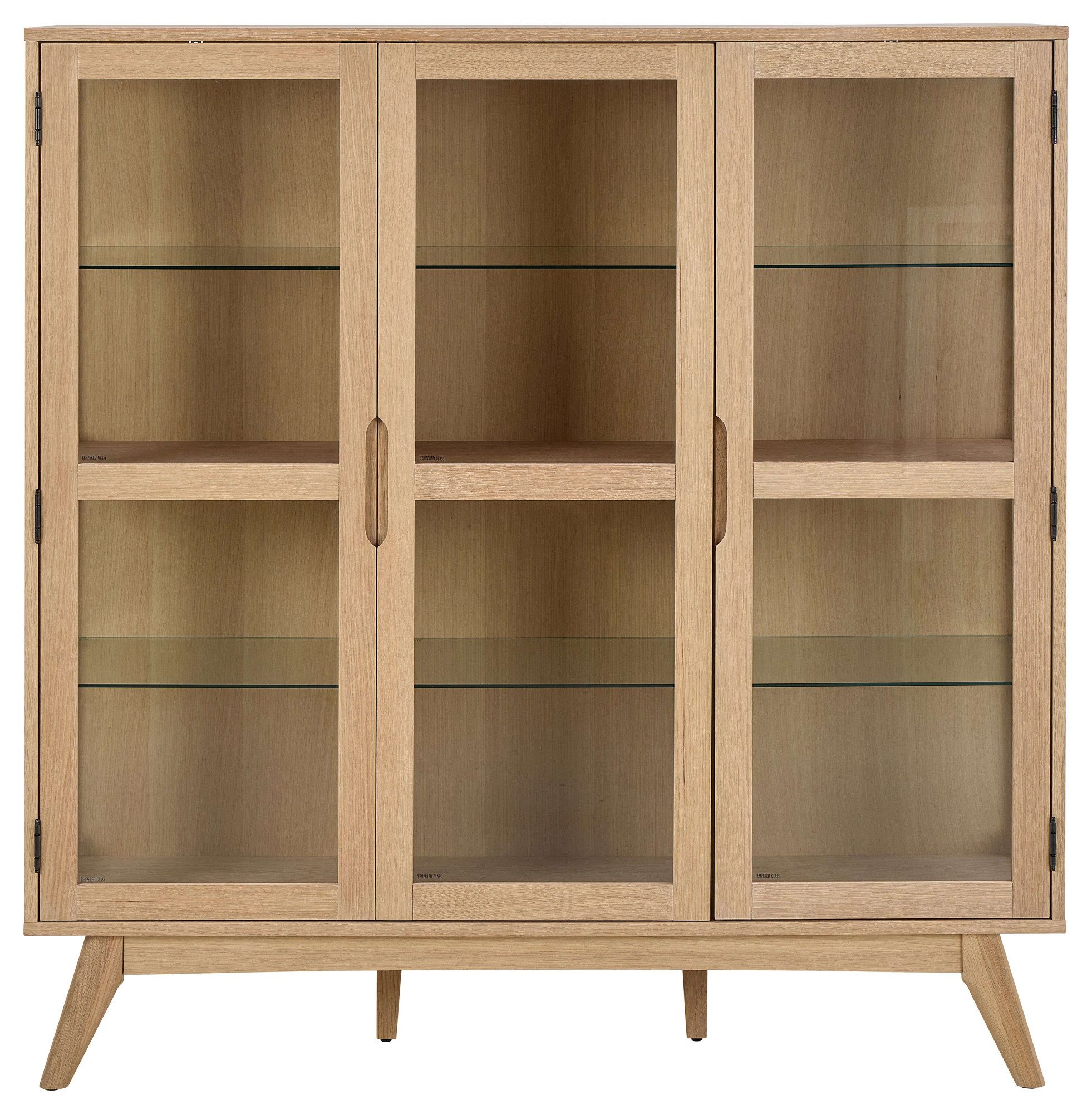 ACTONA GROUP Vitrine Marte ölbehandeltes Eiche Furnier, 2 Türen, klar Glas, 140x40x148 cm