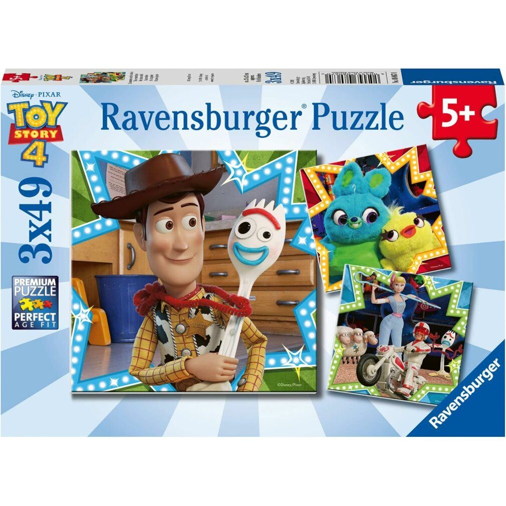 Ravensburger Puzzle Toy Story 4: Wir sitzen im selben Boot 3x49 Stück, Puzzleteile