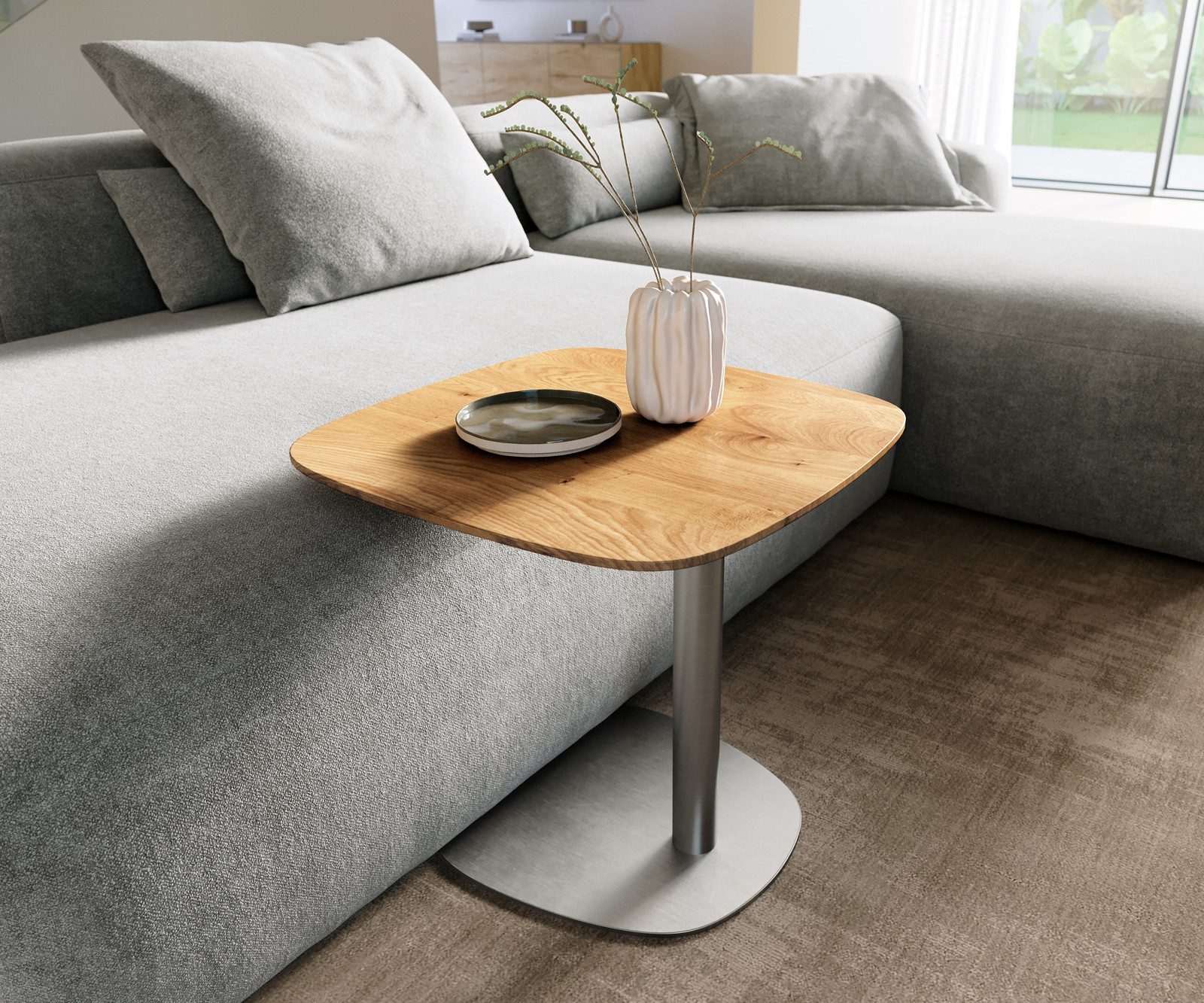 DELIFE Couchtisch Edge, Boot 50x50 cm Eiche Natur Schweizer Kante Eleny Ede günstig online kaufen