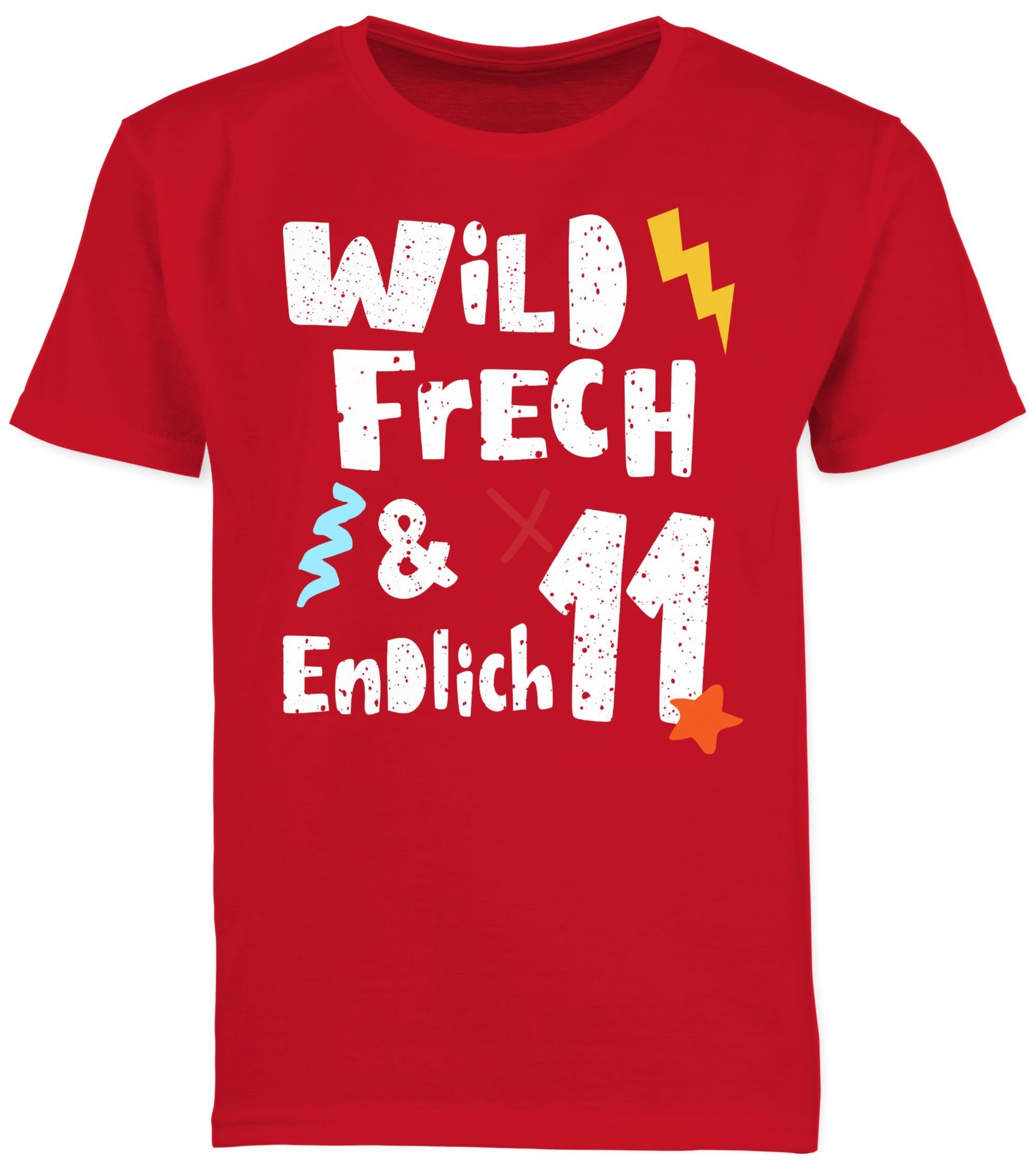 03 11. Wunderbar Shirtracer Jahre Geburtstag Wild und frech T-Shirt Rot endlich Elf 11 -