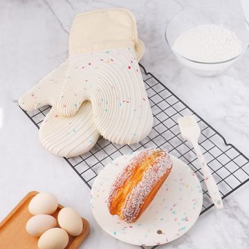MUKEAO Topfhandschuhe Ofenhandschuhe 4er-Pack, schmutzabweisende hitzebeständige Handschuhe, Hitzebeständigkeit, Anti-Rutsch-Spiralstruktur