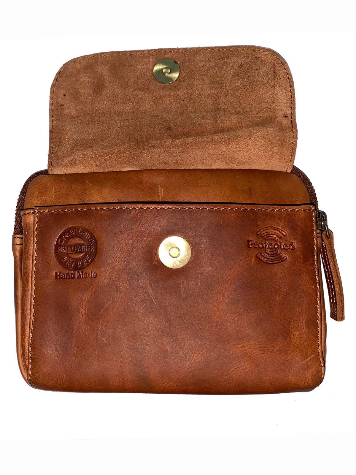 GreenLand Nature Gürteltasche GREENLAND Soft & Safe Gürteltasche RFID Fb.Cognac