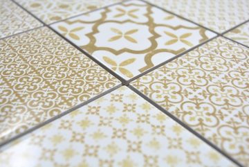 Mosani Mosaikfliesen Keramik Mosaik Fliese Wand weiss beige braun