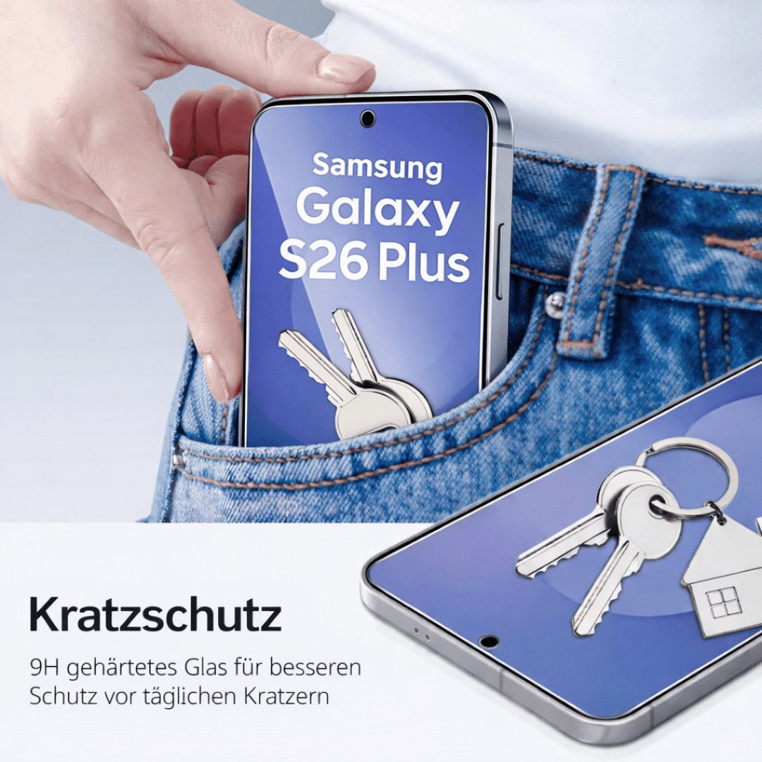 SmartUP Displayschutzglas 2X Schutzglas für Samsung Galaxy S26 Plus Display Kamera Panzerglas 9H für Samsung Galaxy S26 Plus, 4 Stück, Rundumschutz, passgenaue  – Bild 5 von 5