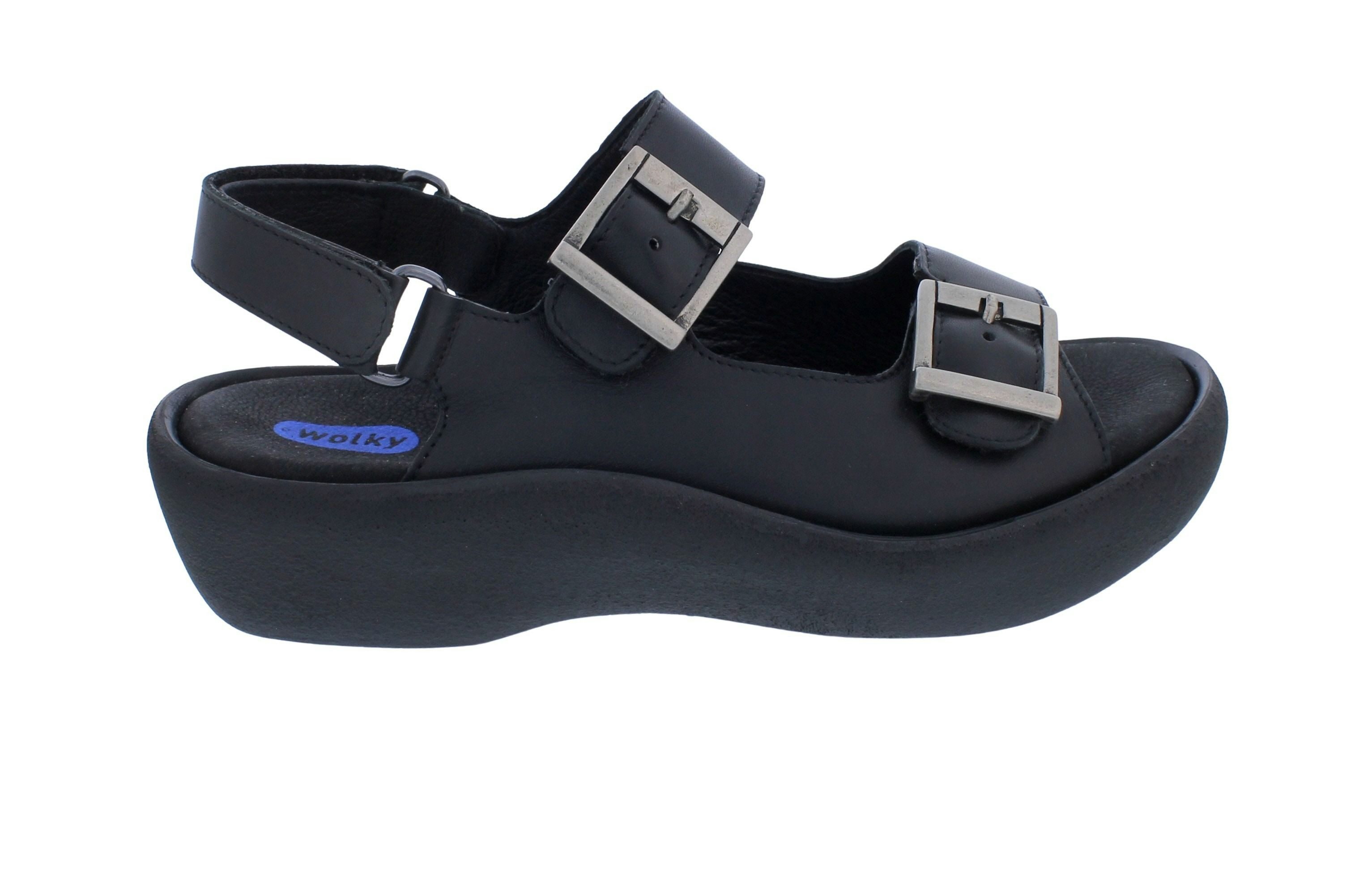 WOLKY Wolky Sandale Fortune 0320630-000, Glattleder, Schwarz, Fußbett zum We Sandalette