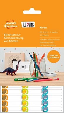 Avery Zweckform Etikettenpapier 96 Bunte Kinder Stift-Etiketten Namens-Aufkleber Sticker Namens-Etiketten Schule