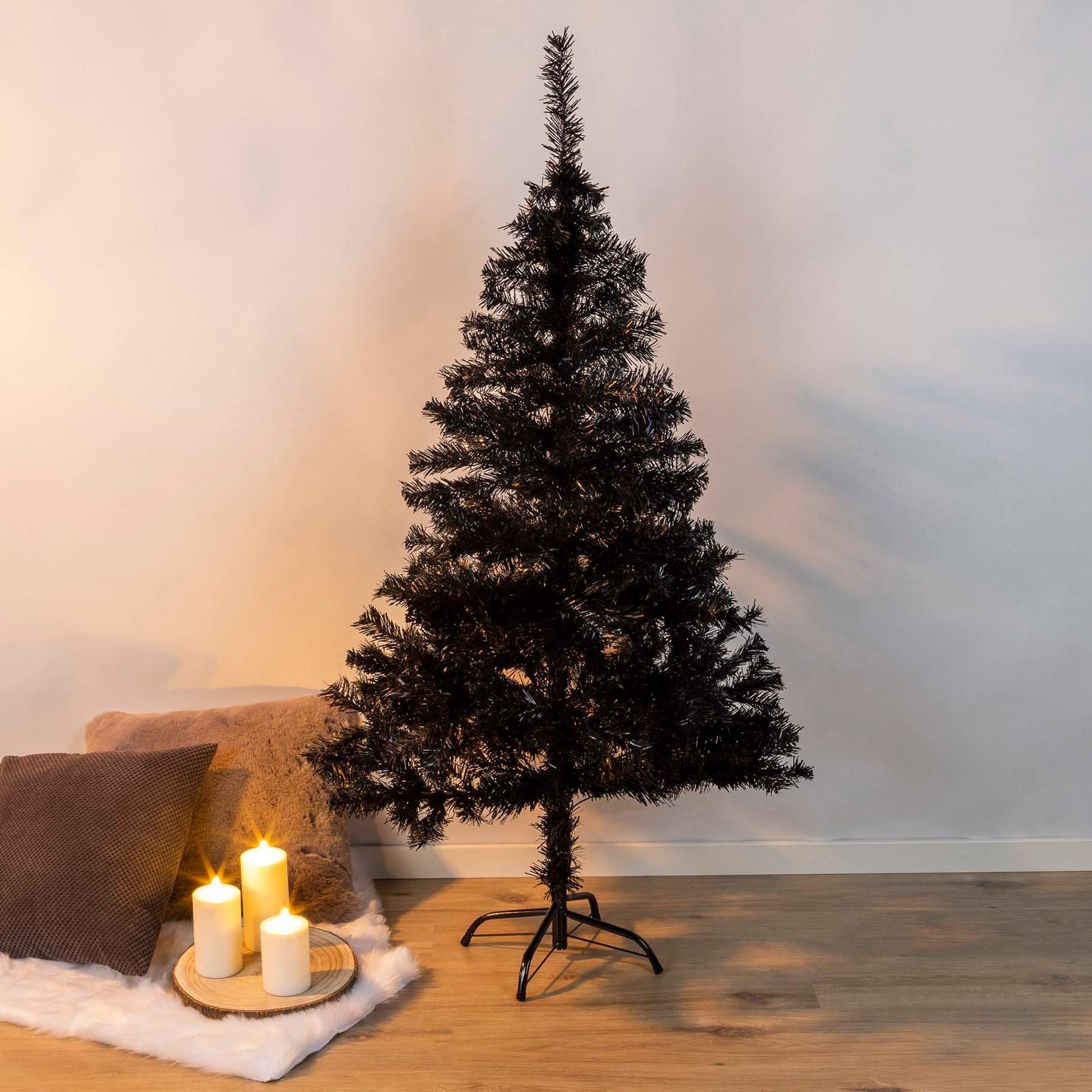 Gravidus Künstlicher Weihnachtsbaum Christbaum Weihnachtsbaum künstlich mit Metallständer 150cm schwarz