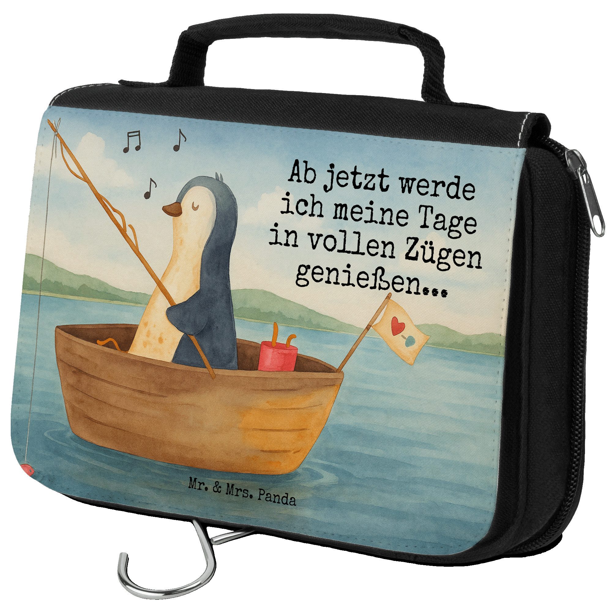 Kulturbeutel Pinguin Angelboot Design, beauty case, Weiß, beautycase, kosmetiktäsc