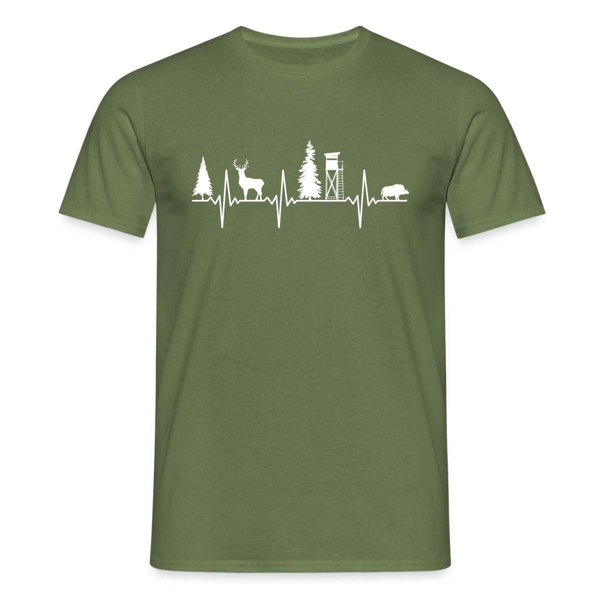 Spreadshirt T-Shirt Jäger EKG Herzschlag Wald Natur Männer T-Shirt (1-tlg)