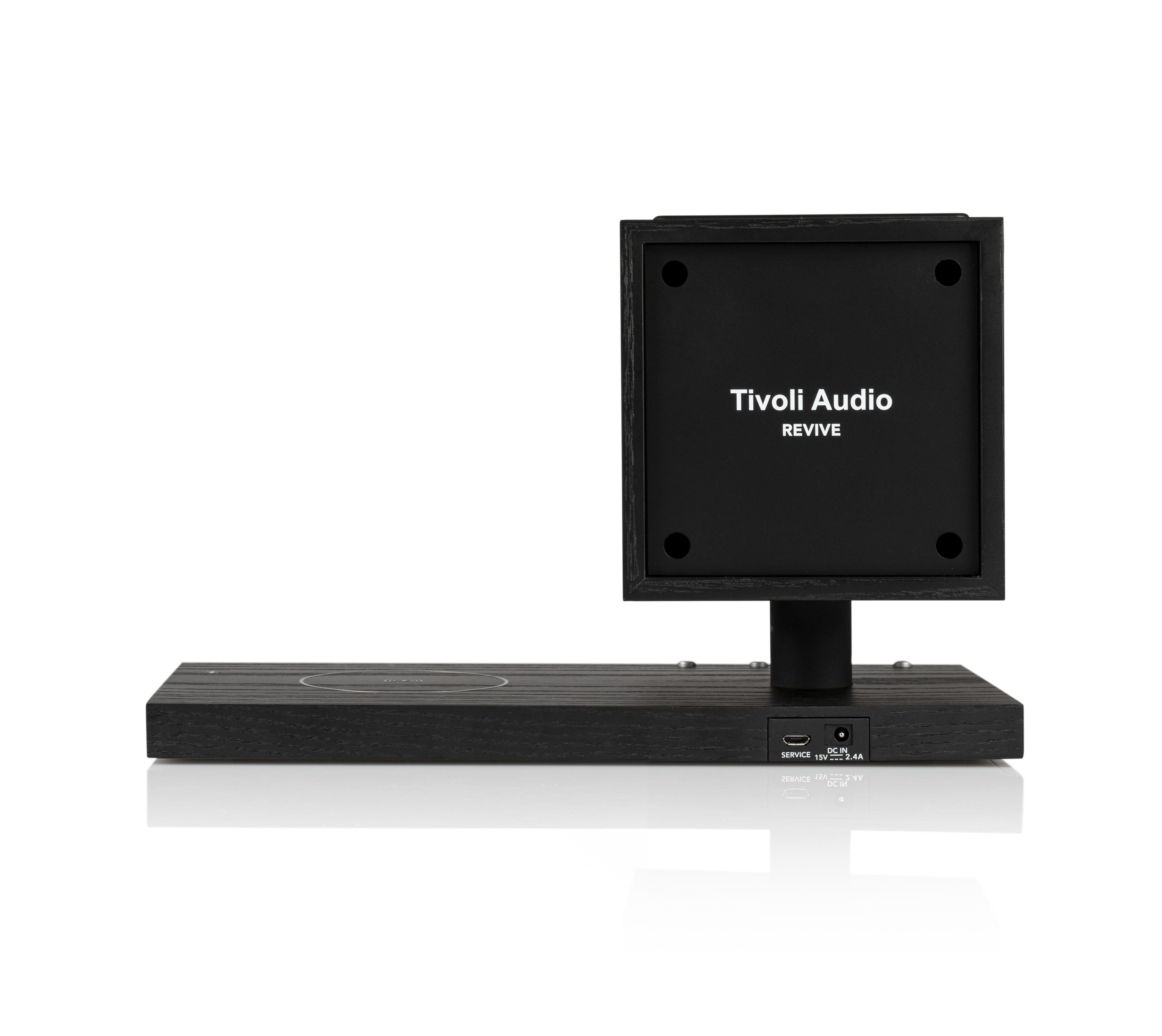 inkl. Wireless-Charging) Audio Bluetooth-Lautsprecher Tivoli (Bluetooth, Schwarz/Schwarz LED-Lampe, Qi-Ladefläche Revive für
