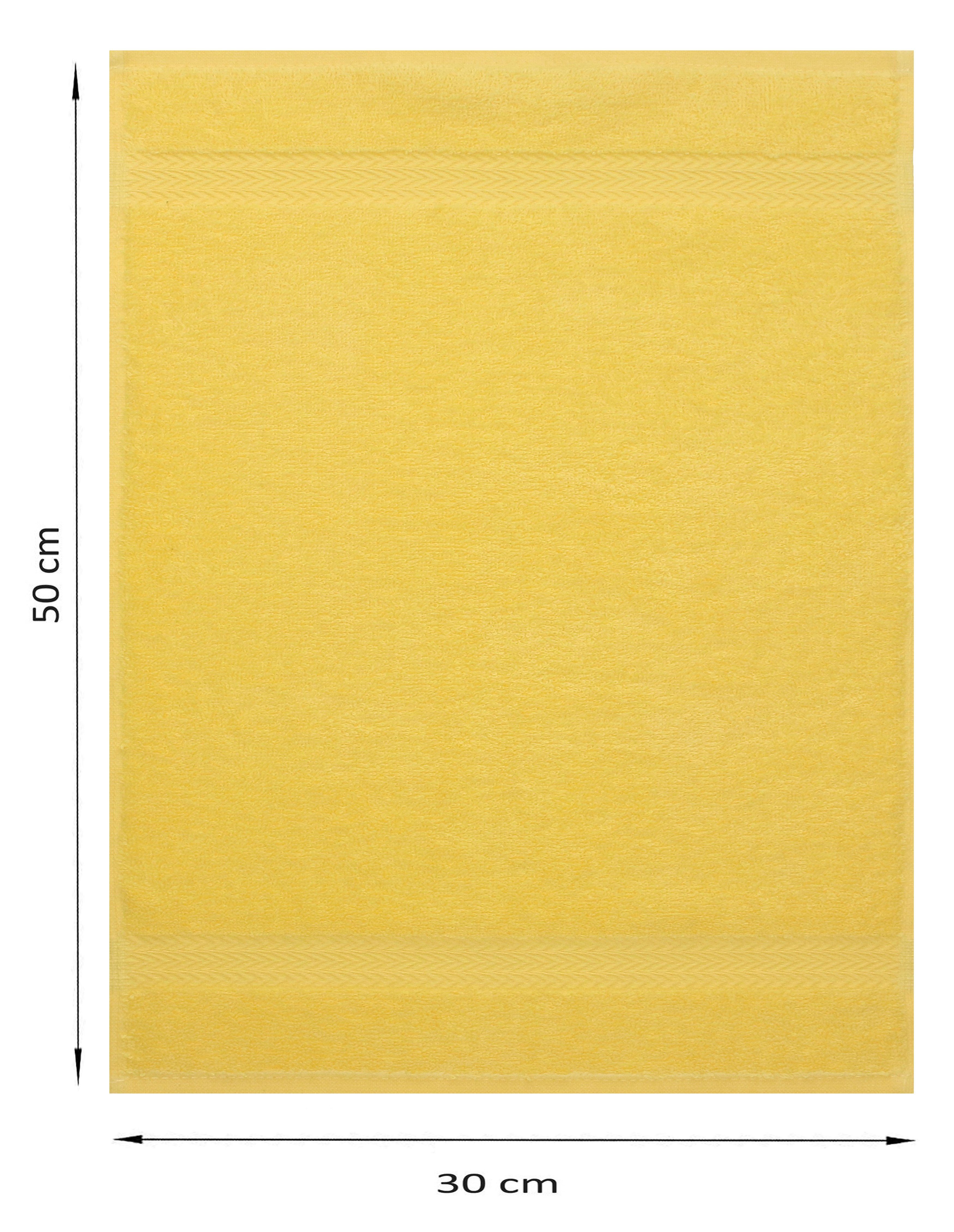 Stück Gästetuch-Set Gästehandtücher cm Buaumwolle gelb 30x50 Gästehandtücher 100% 100% Betz und 10 Premium dunkelblau, Baumwolle Farbe