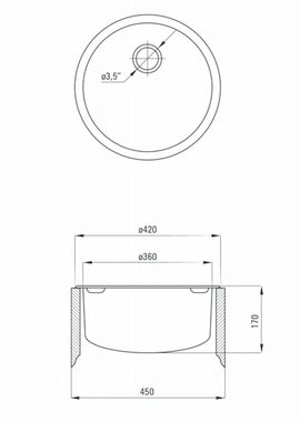 Faizee Möbel Edelstahlspüle Edelstahlspüle Ø 42 cm +Armatur Spiral Küchenspüle inkl. Siphon-Set, Rund