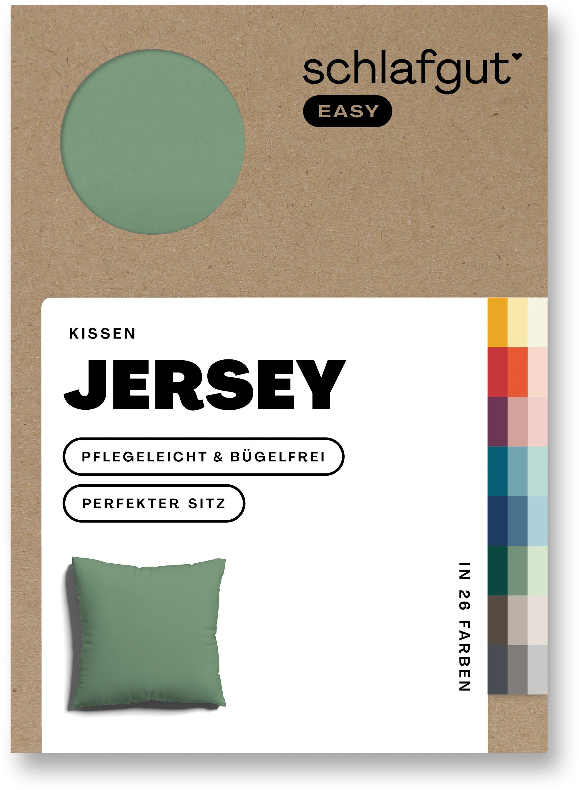 Schlafgut Kissenbezug EASY JERSEY Kissenhülle 100% Baumwolle, weicher Edel-Jersey, bügelfrei, (1 Stück), mit farblich angepasstem Reißverschluss, pflegeleicht, formstabil