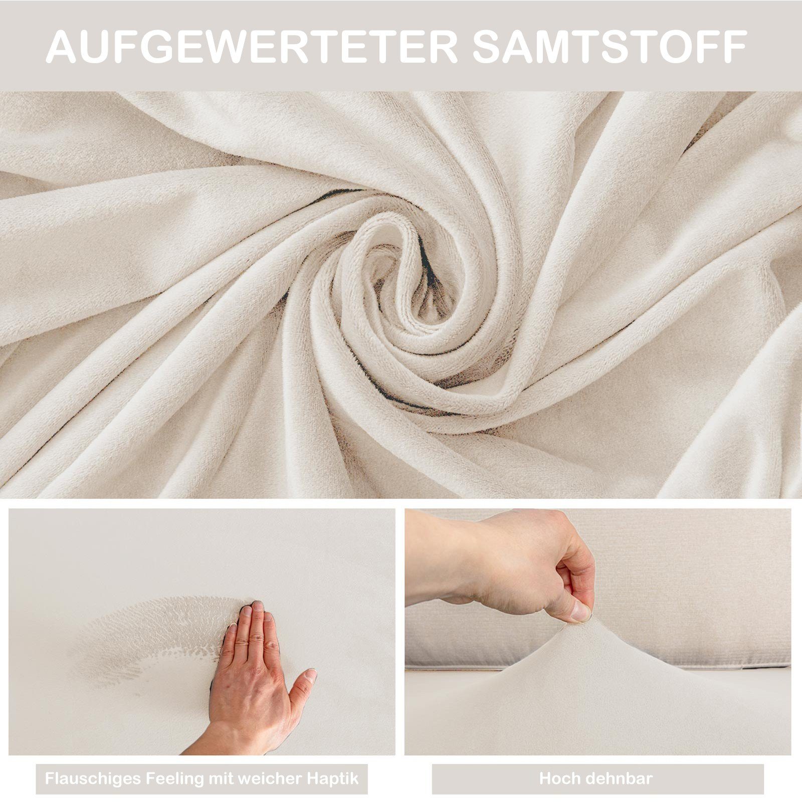 Couch BTTO, Futonbezug,Stretch Form,Sofa Sofa Sofabezug Sofahusse sitzer überzug, Sofabezug Dicke überzug,Samt Elfenbein Abdeckung L Slipcover,3/4