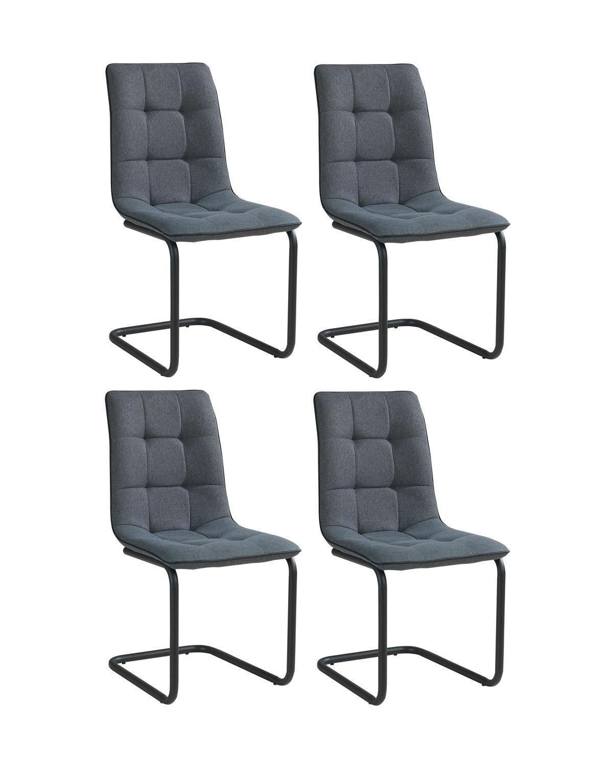 Freischwinger Schwingstuhl, 4er Set, Dunkelgrau, Webstoff