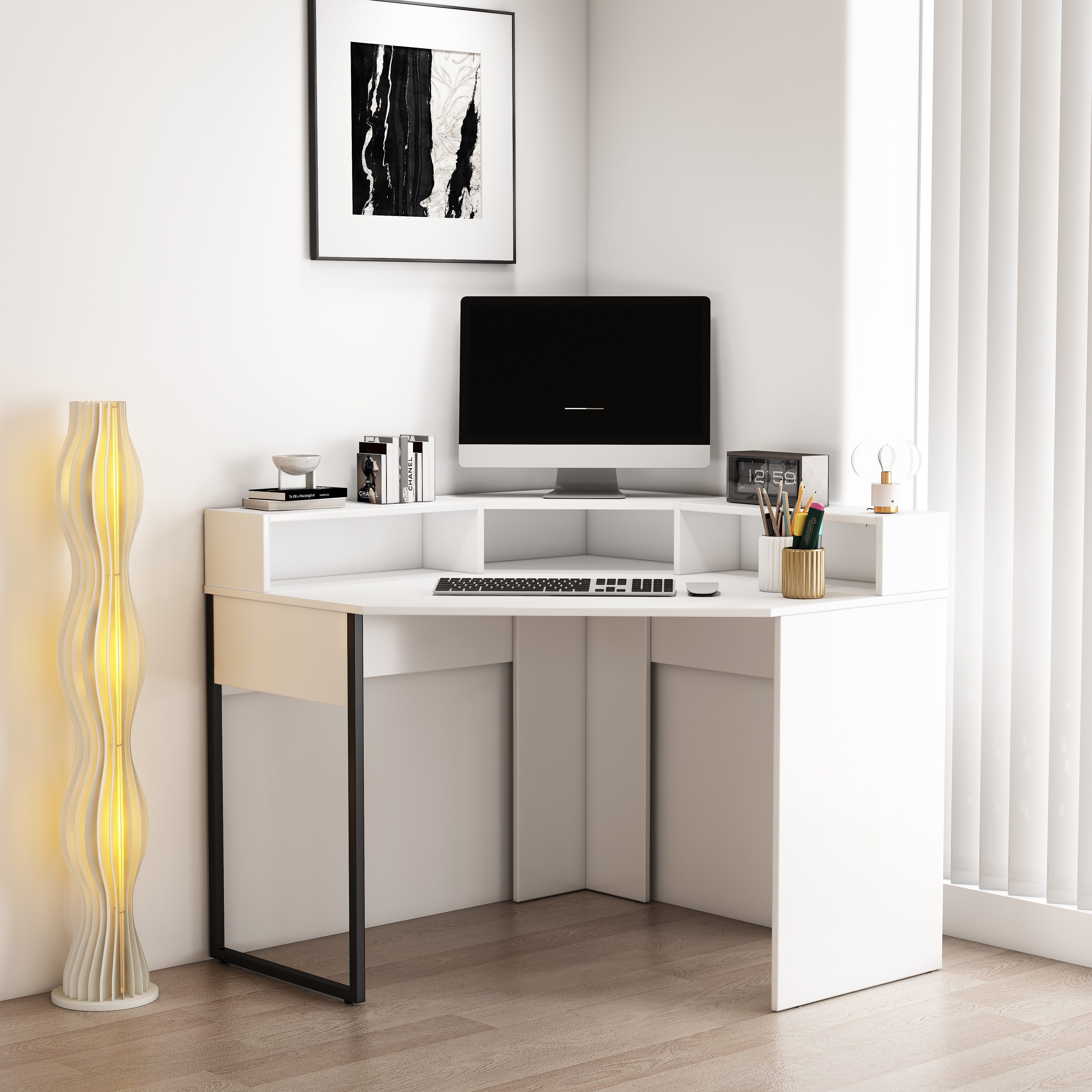 OTTO home Eckschreibtisch Moid, mit Schreibtischaufsatz, modernes Design, B. 100 cm