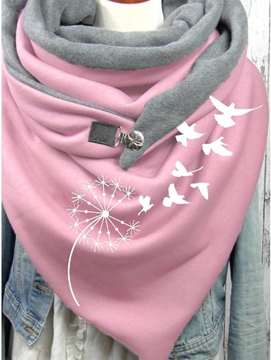 XDeer Modeschal Damen Schals Warmer Dreieckschal weicher Winterschal Herbstschal, Mode Drucken Halstuch Scarf Poncho Cape mit Knopf Soft Wrap