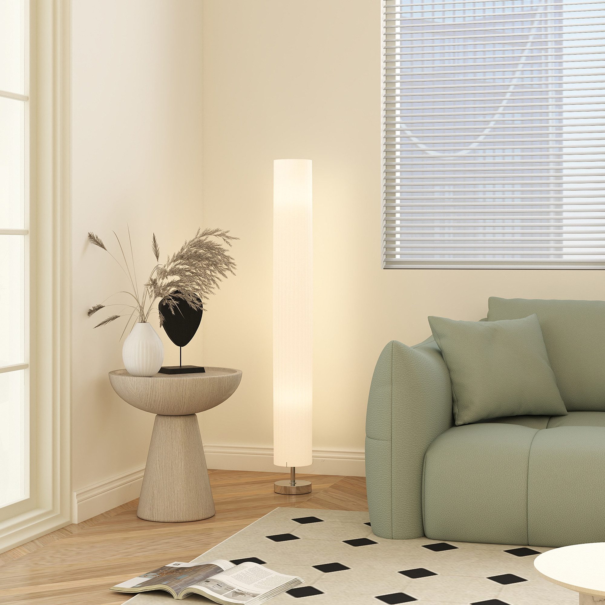 HOMCOM Stehlampe Stehleuchte mit Fußschalter, Ein-,Ausschalter, ohne Leuchtmittel, für Schlafzimmer, Büro