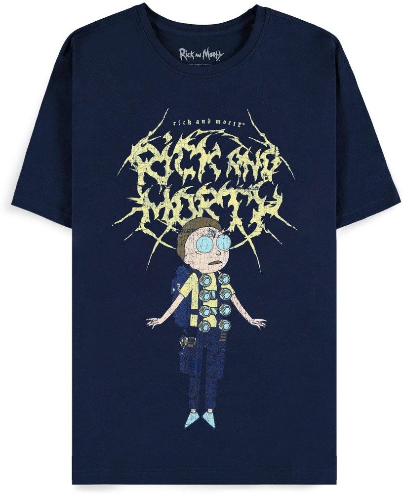 Rick Und Morty Herren T-Shirt „Riggity Riggity Wrecked“ – Blau, 100% Baumwolle, Offiziell Lizenziert