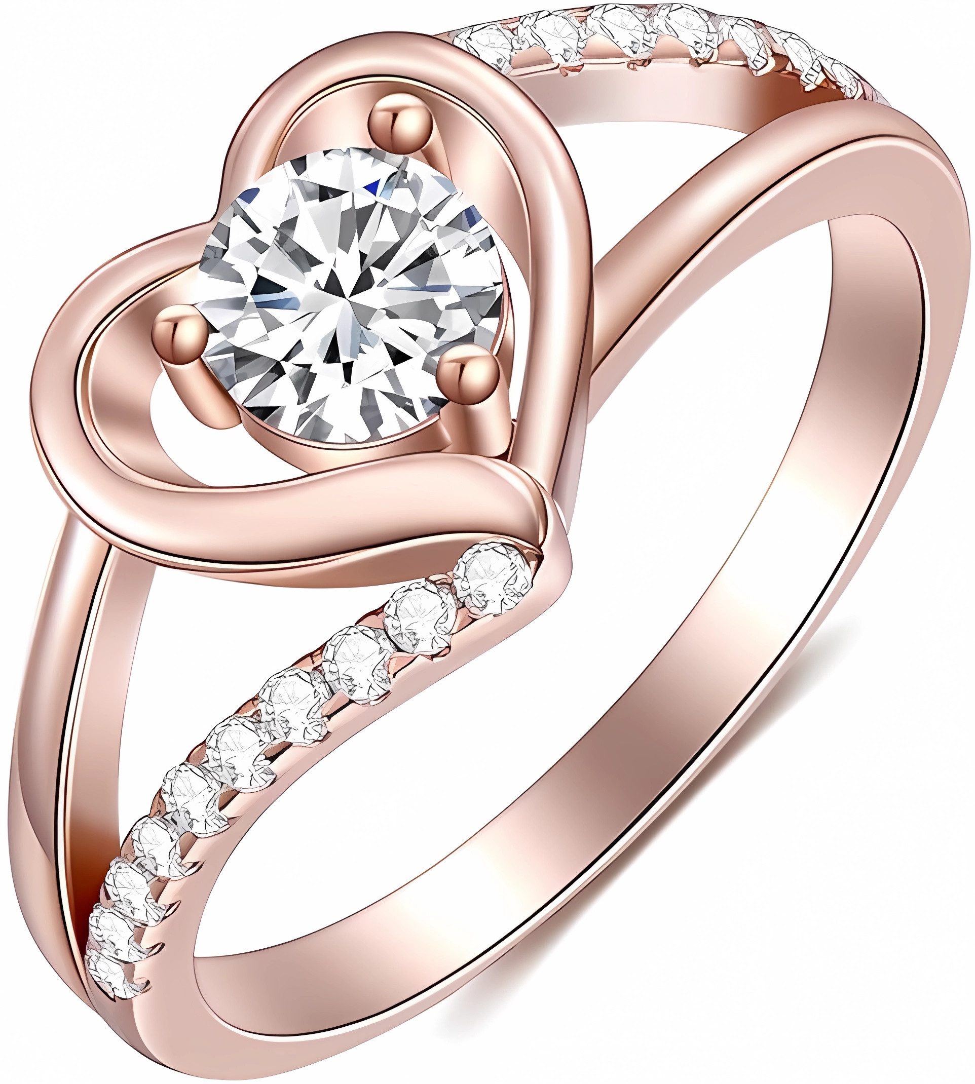 Jumpeak Diamantring Ring Damen Rosegold,Goldener Ring Damen,Valentinstag Geschenk für Sie, 1ct,E VS2 3EX,Geburtstag Geschenk Mädchen,Wedding Ring,Engagement Ring