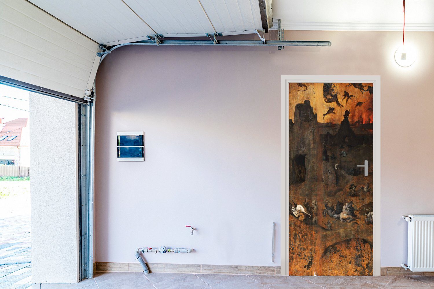 Hieronymus (1 - Hölle Matt, für St), Tür, Sintflut Gemälde von Türtapete cm Fototapete bedruckt, Türaufkleber, und 75x205 MuchoWow Bosch,