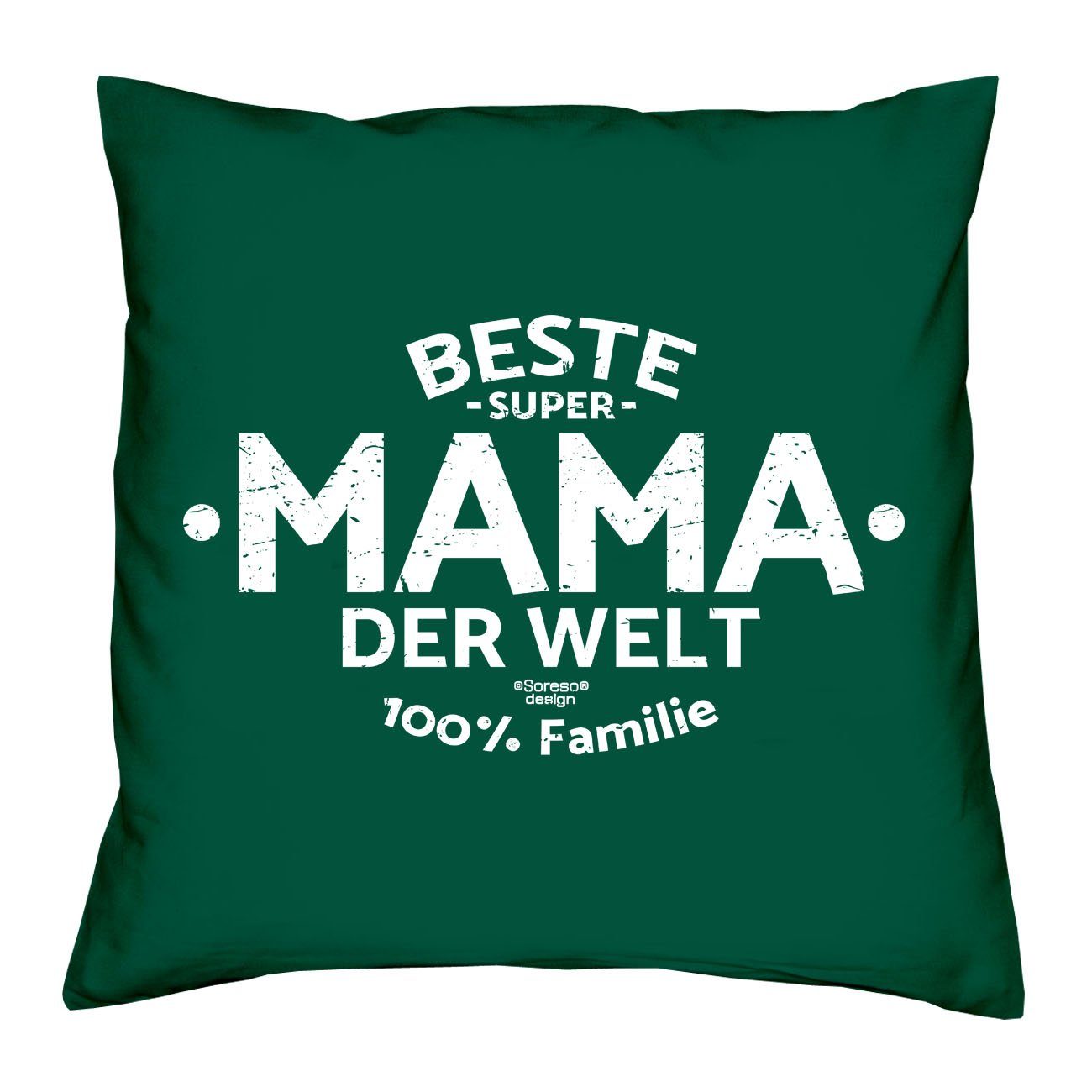 Soreso® Welt Muttertag Dekokissen Geschenk & Kissen Weihnachten Sleep, Socken der Geburstag Beste Mama Sprüche dunkelgrün