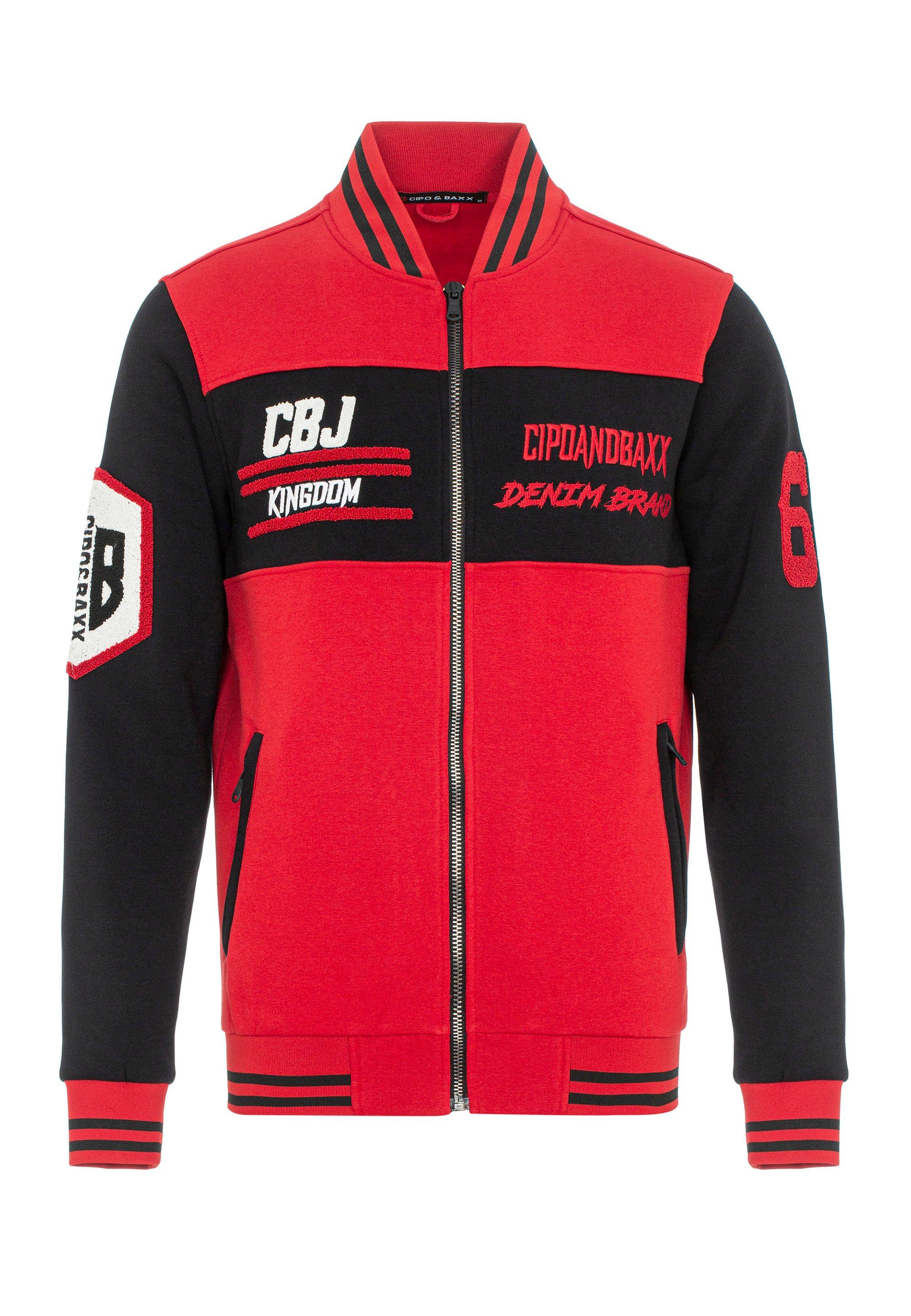 Cipo & Baxx Sweatjacke sportlichem rot-schwarz in Design