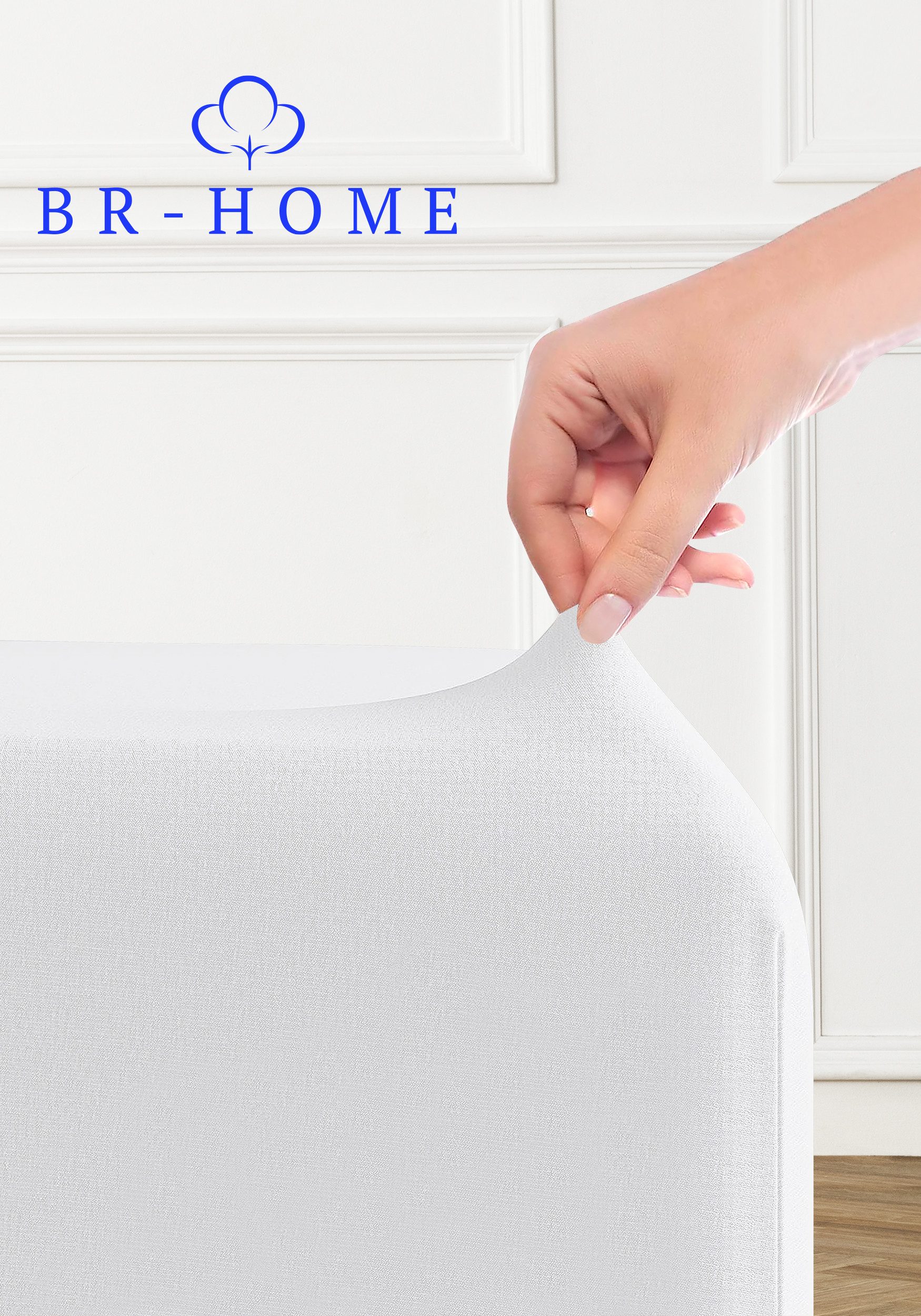 BR-Home Spannbettlaken bis zu 25cm, 100% Baumwolle Jersey Bettlaken, Spannbetttuch 145 g/m², Gummizug: rundum, (1 Stück), Rundumgummi, Atmungsaktiv