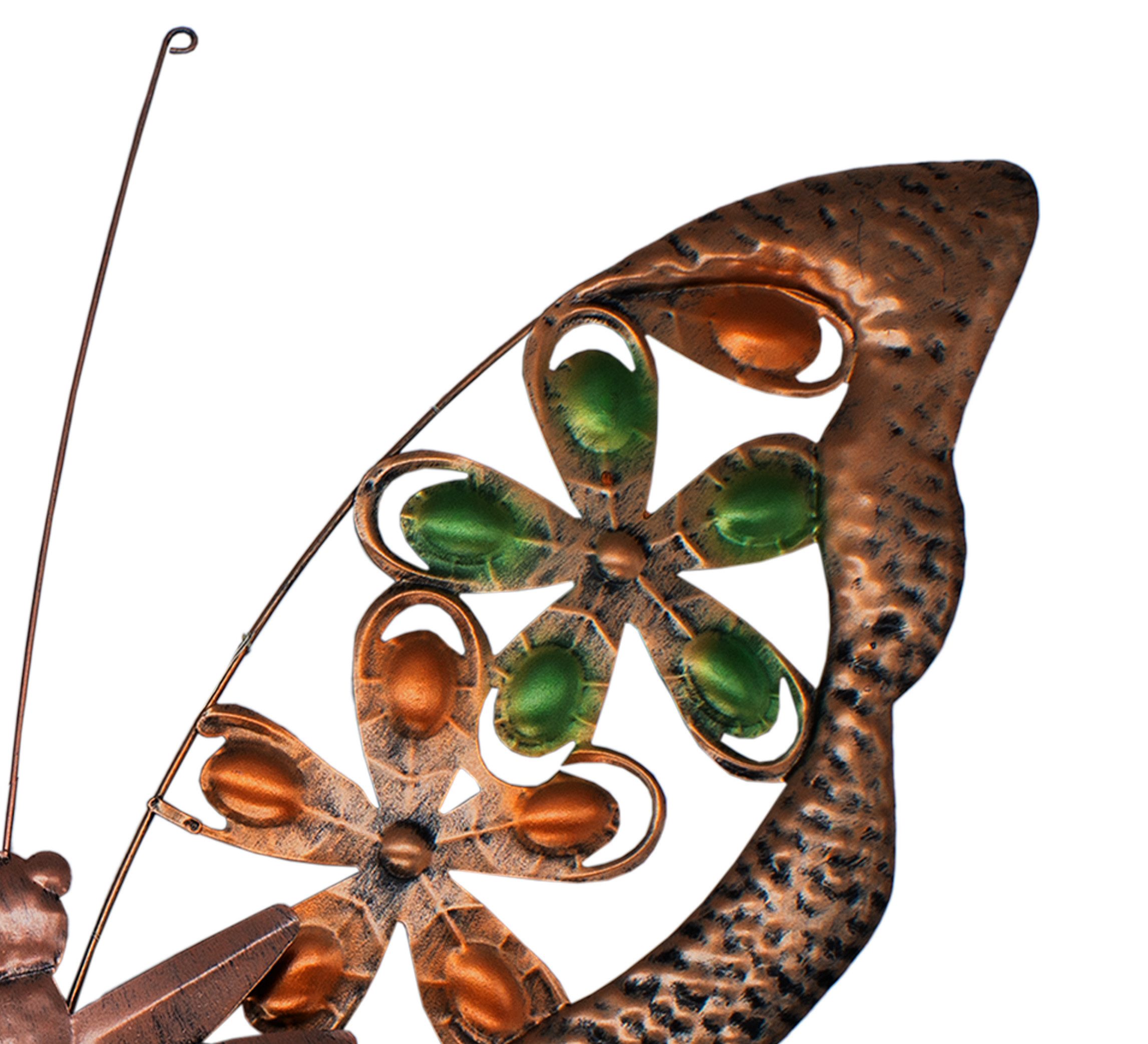 Spetebo Wanddekoobjekt Solar Schmetterling in bronze (Artikel, 1 St., inklusive Solar Modul), Wandbild mit 24 LED warm weiß – Bild 3 von 4
