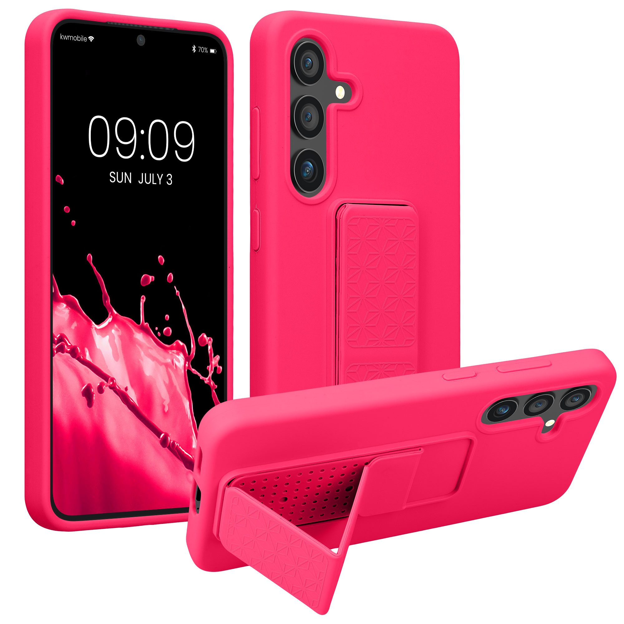 kwmobile Handyhülle kwmobile Handyhülle für Samsung Galaxy S24, Hülle mit Fingerhalter und Standfunktion - Silikon Case Handy Cover