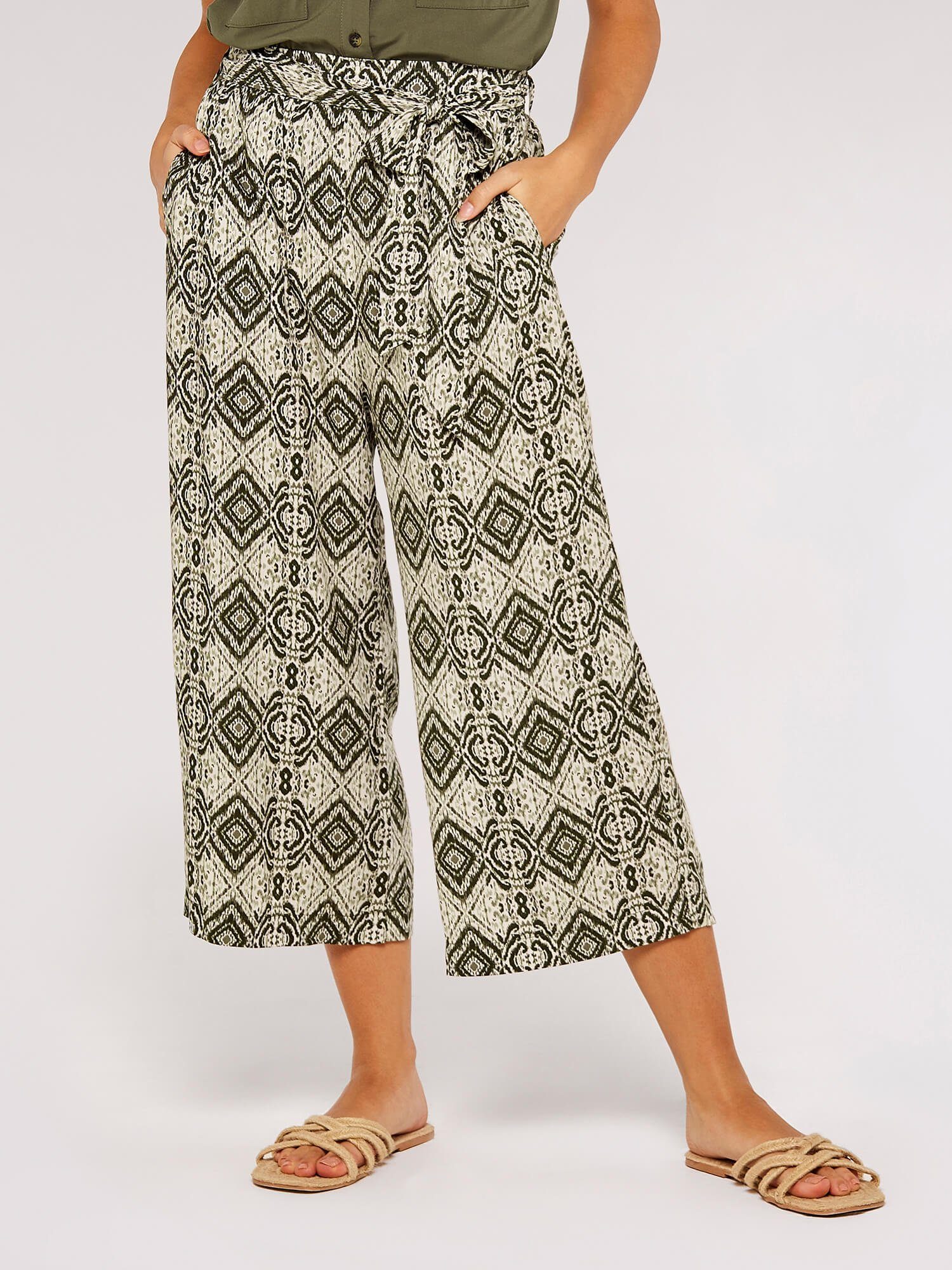 Apricot Culotte mit Ikat Muster, leger