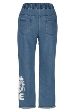 MIAMODA Lederimitathose Jeans-Joggpants Saumdruck Elastikbund