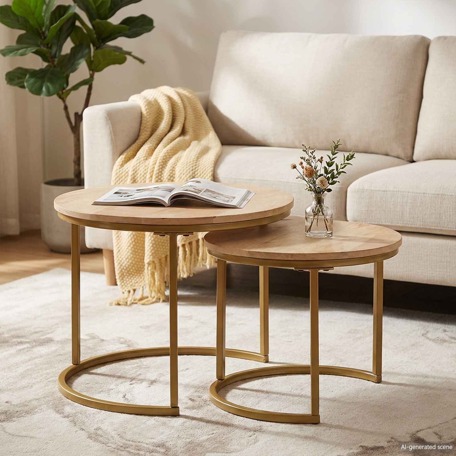vidaXL Couchtisch Nesting-Couchtische 2 Stk. Braun 50 x 50 x 40 cm (2-St)