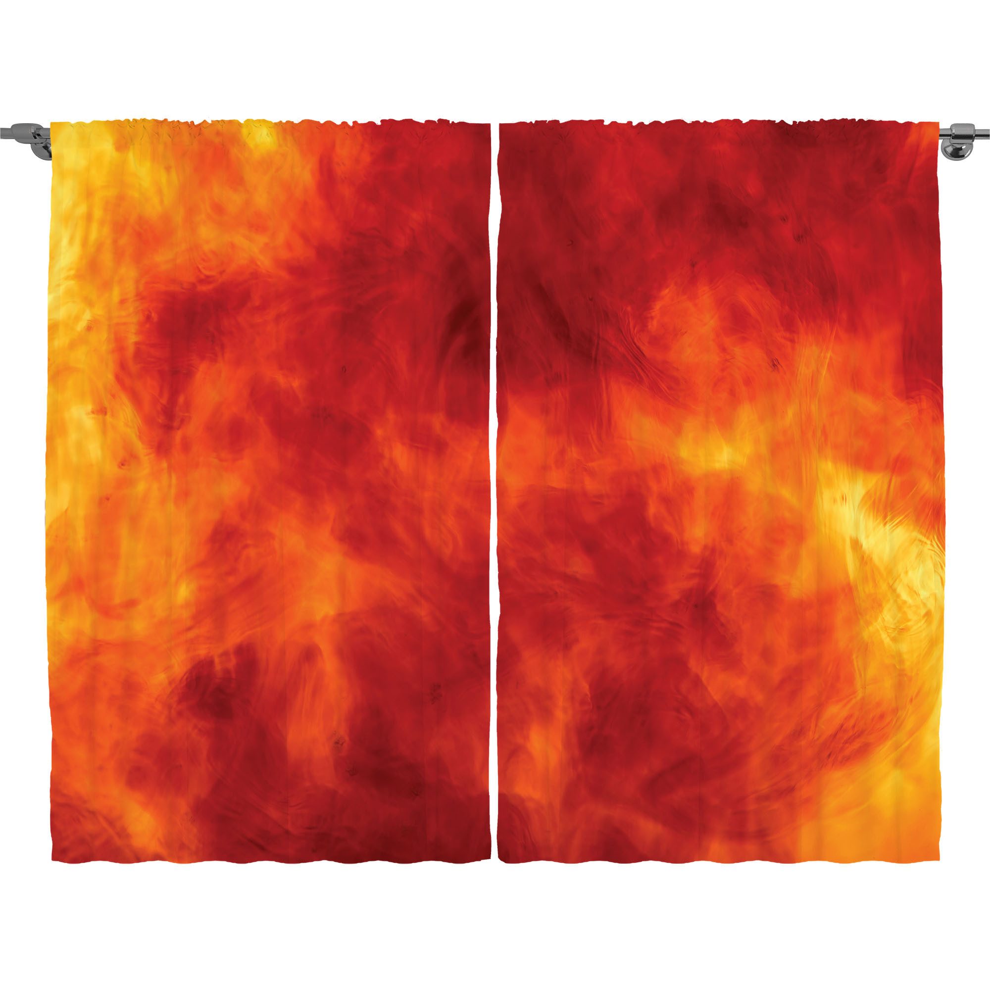 Abakuhaus Gardine Schlafzimmer Kräuselband Vorhang mit Schlaufen und Haken, Orange Feuer und Flammen Entwurf