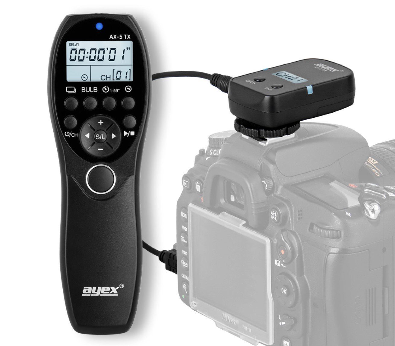 ayex Funkfernsteuerung Timer Fernauslöser AX-5 D3 D850 zB Nikon DC0 Bulb D700 D4S D5 Delay