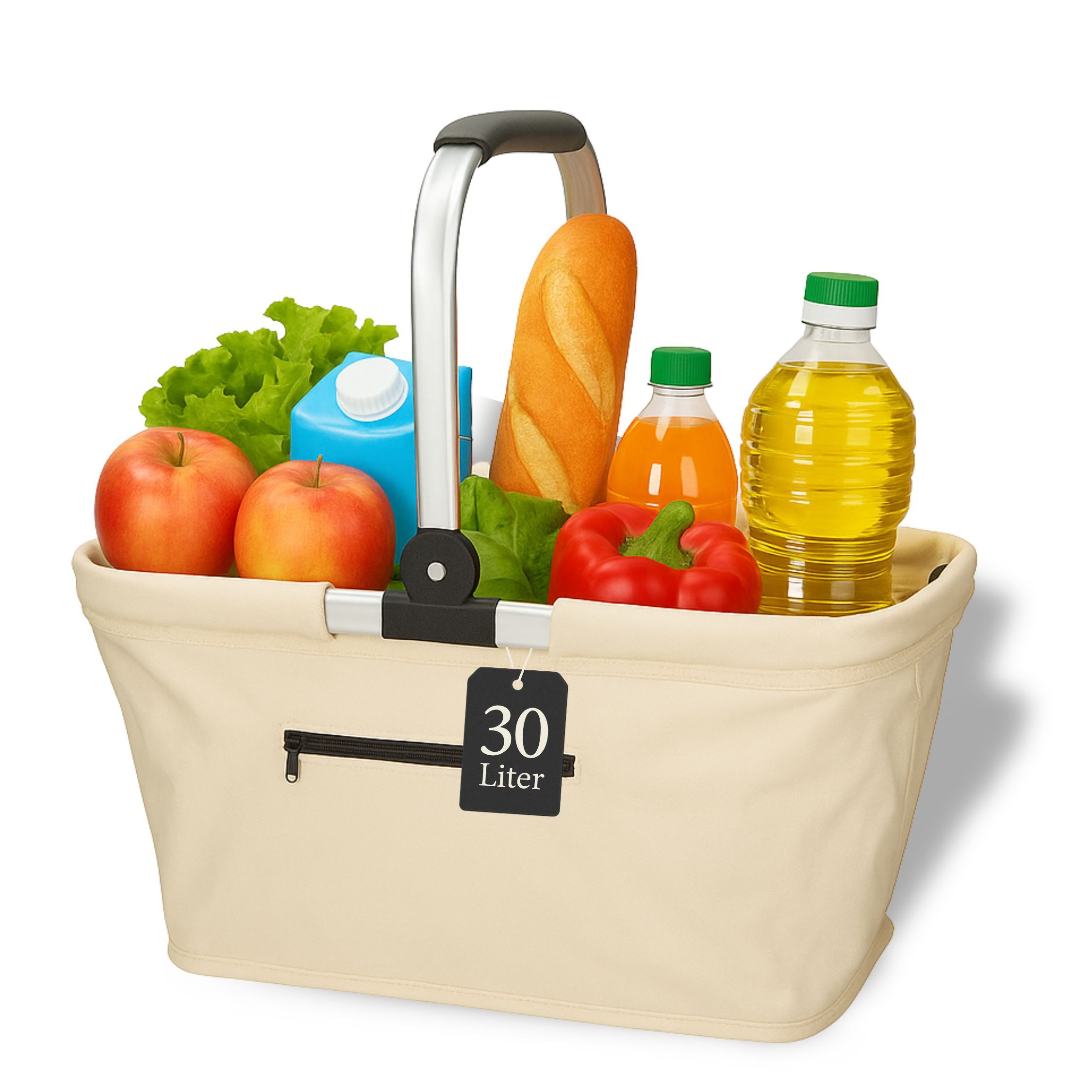 elasto Tragetasche Einkaufskorb mit Henkel ca. 30 L - faltbarer Korb mit Soft Griff