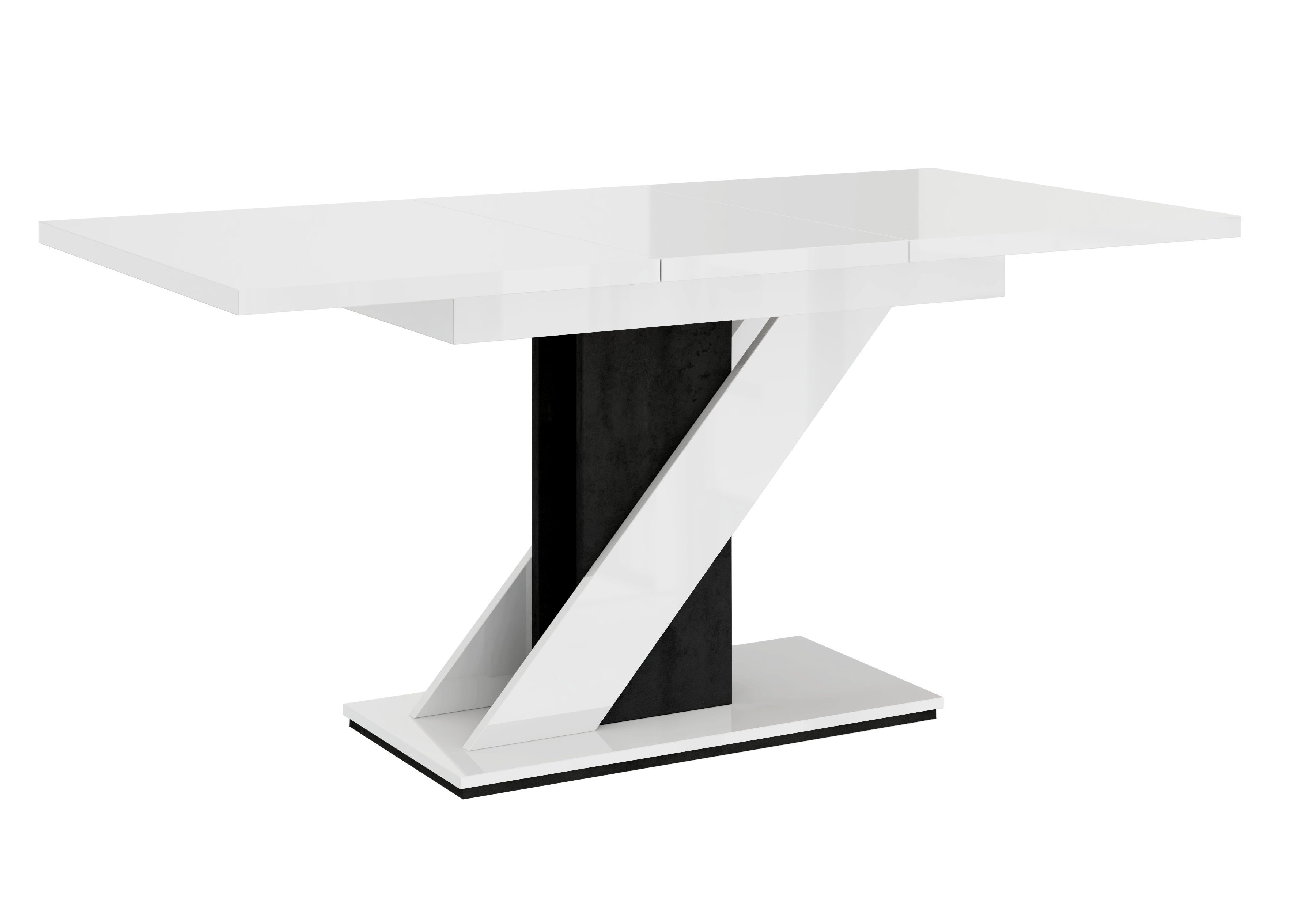 Esszimmer, + Weiß cm, Esszimmertisch Hochglanz Tisch Chloe, 120-160 Hochglanz Esstisch Compleo Schwarz Ausziehbar