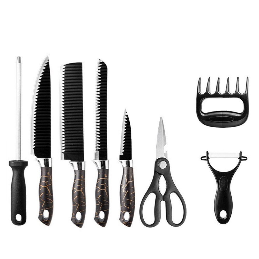HT Messer-Set Messerset Küchenmesser Set 8-tlg mit Ergonomischen Griff, Scharfe Messer Set aus Hochwertigem Carbon Edelstahl mit Kochmesser