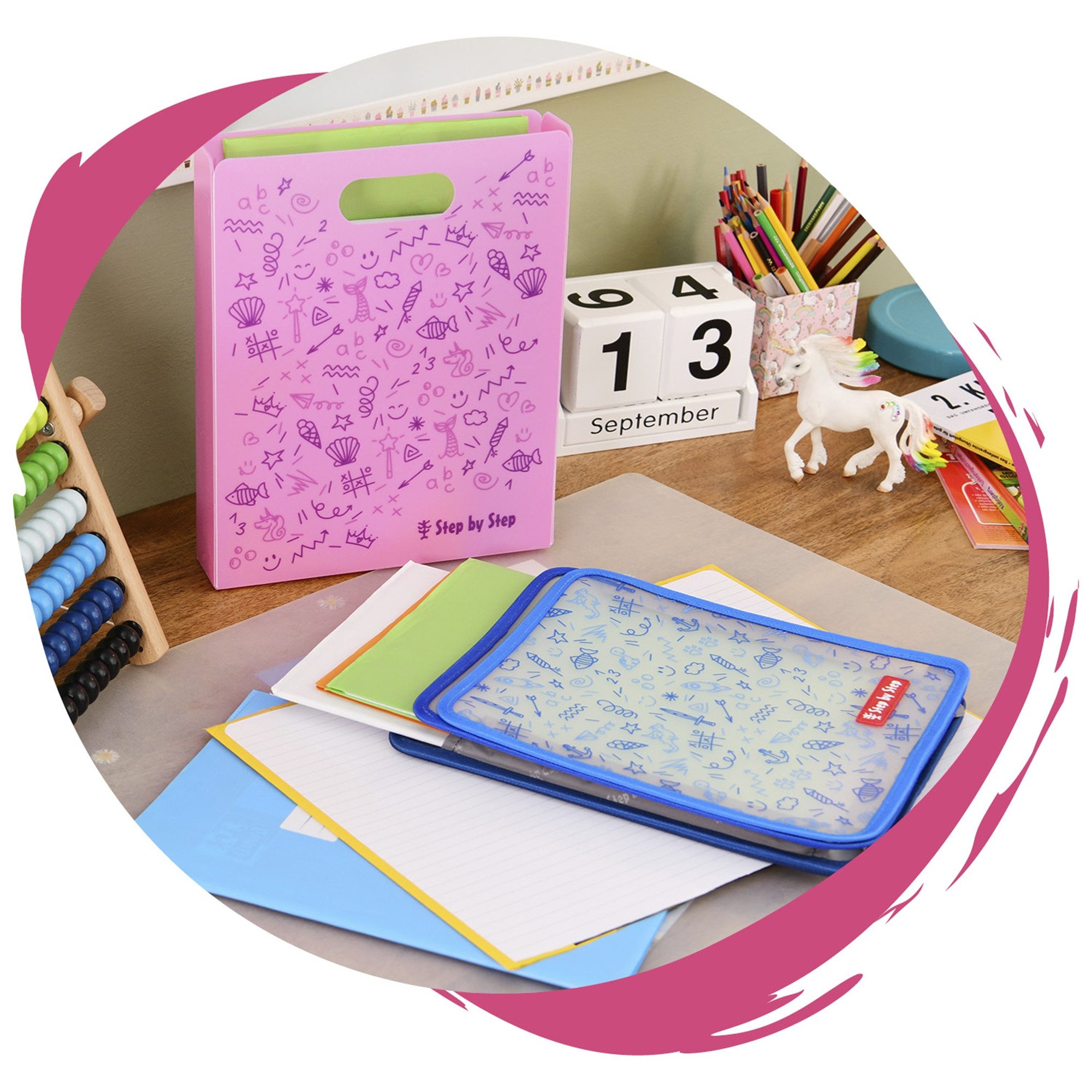 Step by Step Hefter Heftbox mit Tragegriff, transparent, bis DIN A4
