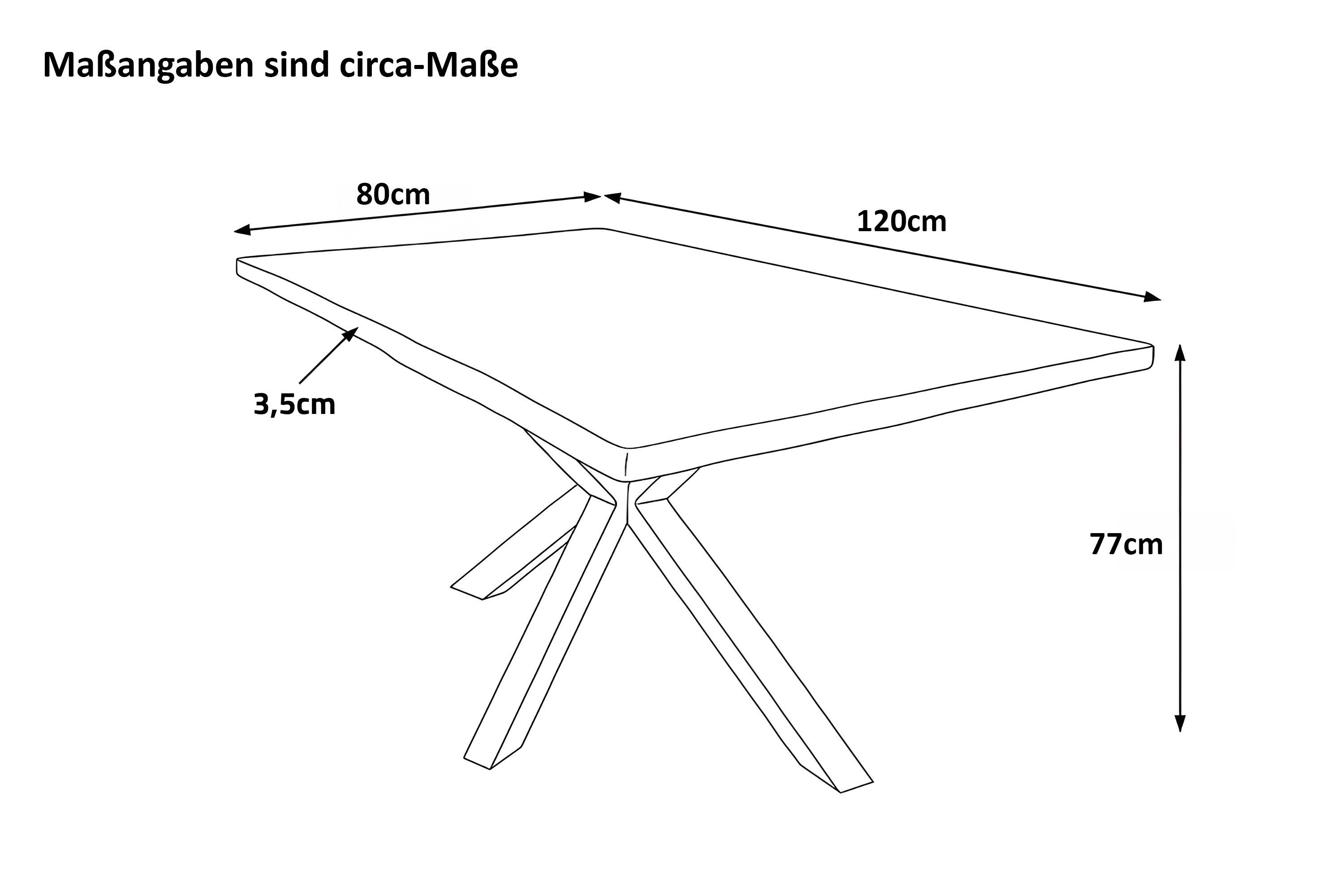 SAM® Esstisch Kawa, Akazienholz, echte Baumkante, Metallgestell Spider-Form