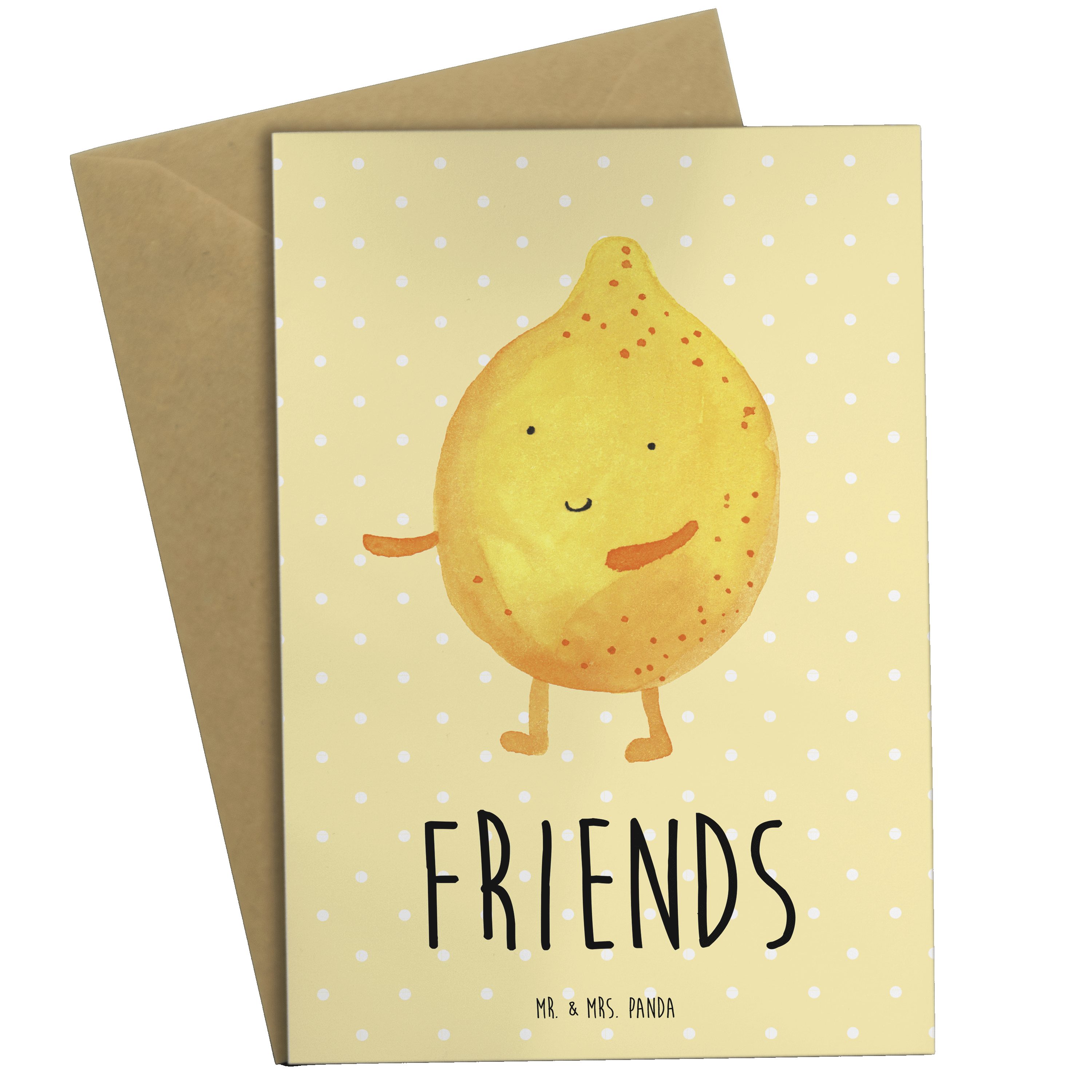 Mr. & Mrs. Panda Grußkarte BestFriends-Lemon - Gelb Pastell - Geschenk, Glückwunschkarte, lustig