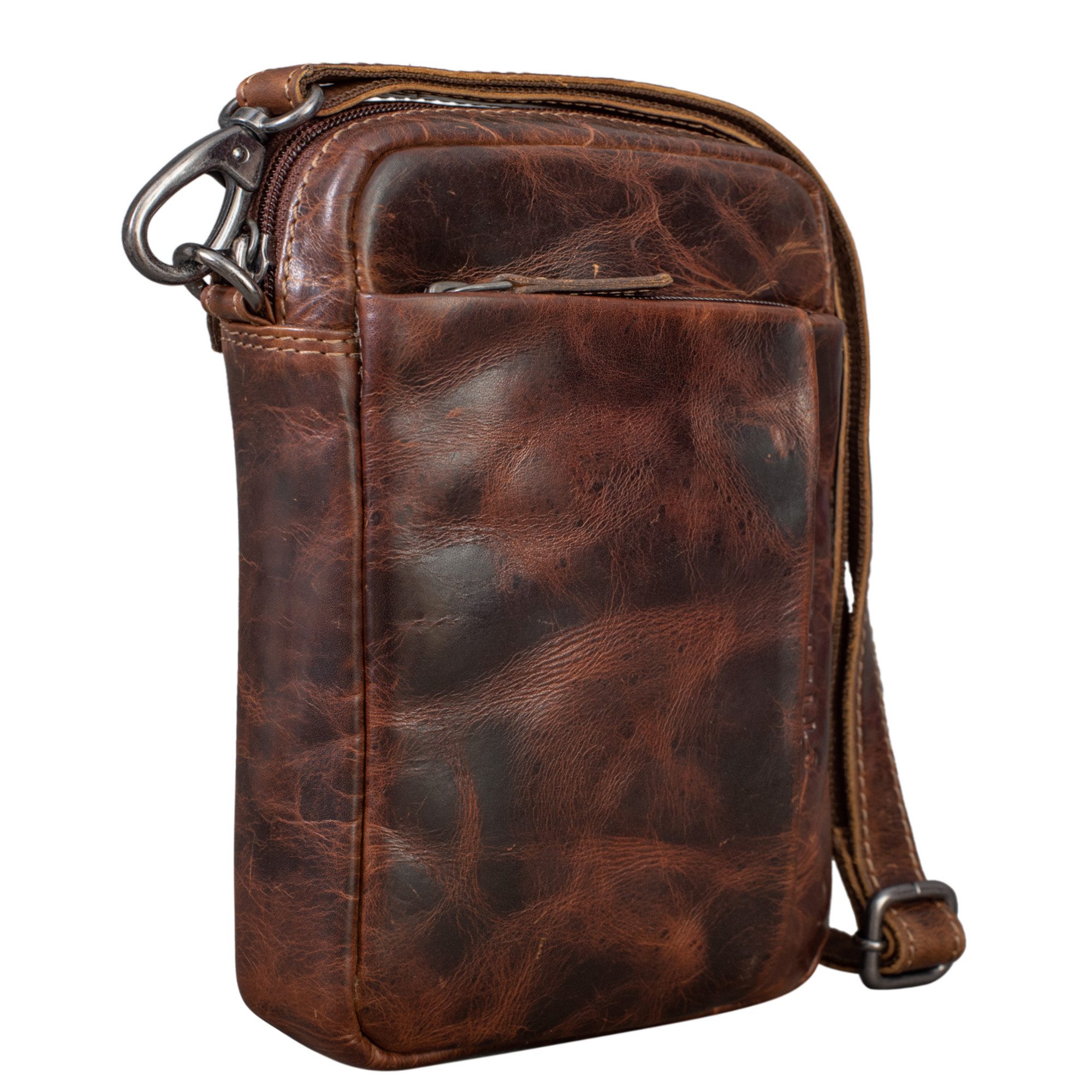 Schultertasche "Fiete" 2-in-1 Umhängetasche Handgelenktasche Leder Herren