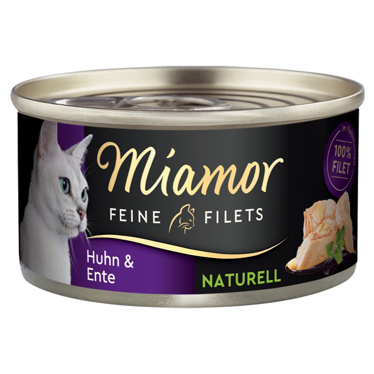 Miamor Feine Filets Naturell mit Huhn & Ente 80 g - 24 Stück, Nassfutter für: Katze