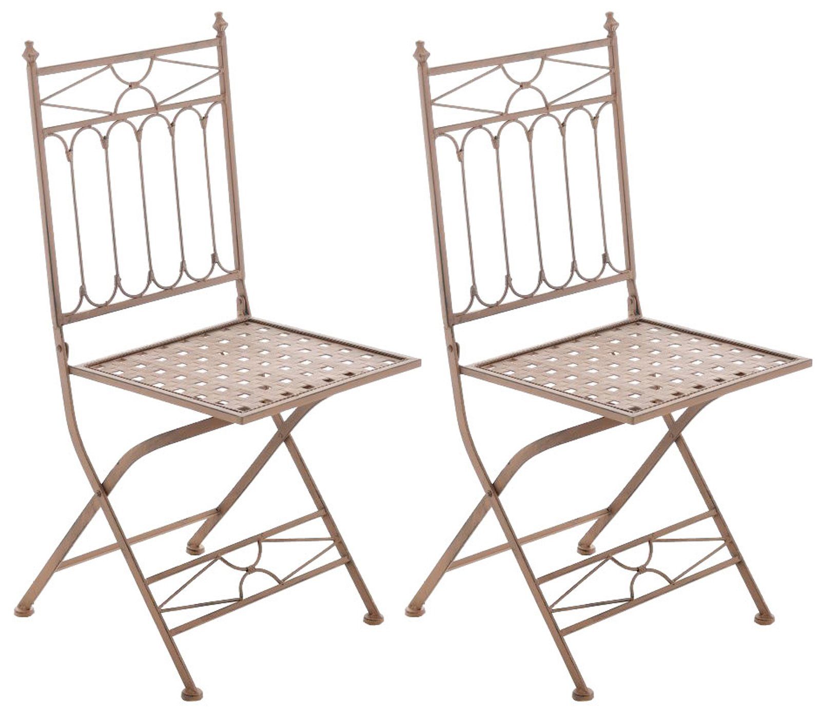 CLP Gartenstuhl Asina (2er Set), klappbar, mit edlen Verzierungen antik braun | Stühle